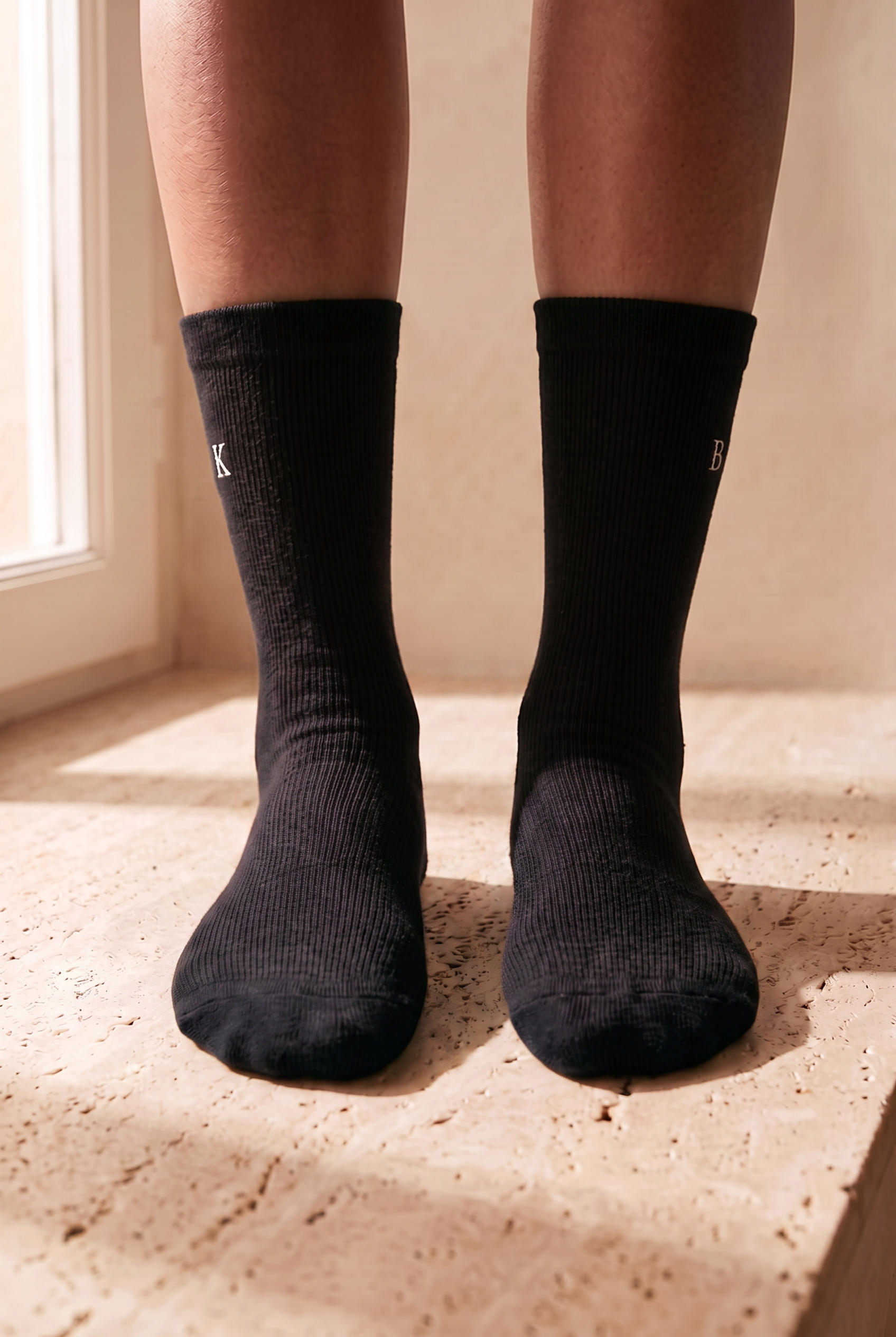 Unisex K&B Nakışlı Soket Çorap Siyah
