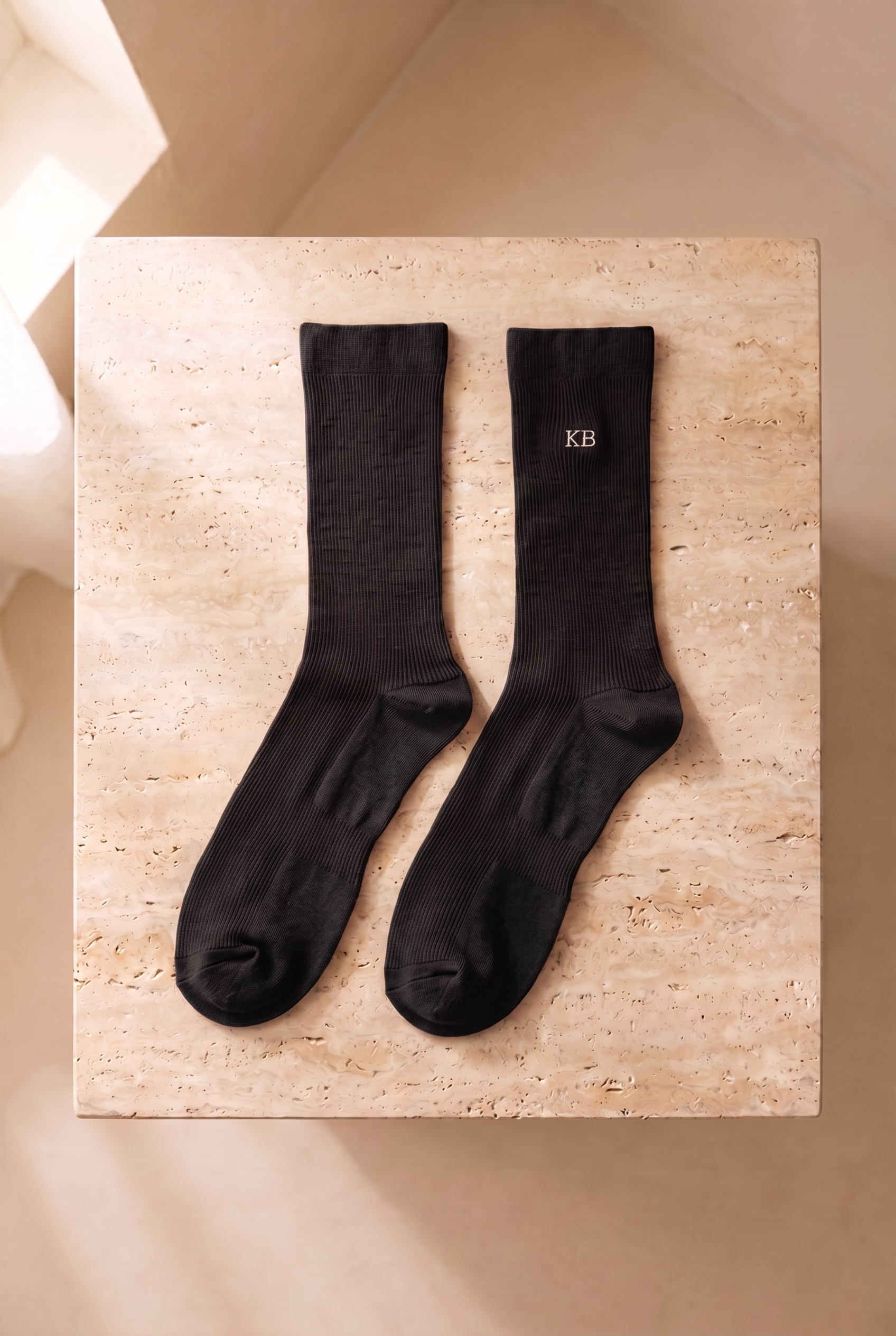 Unisex K&B Nakışlı Soket Çorap Siyah