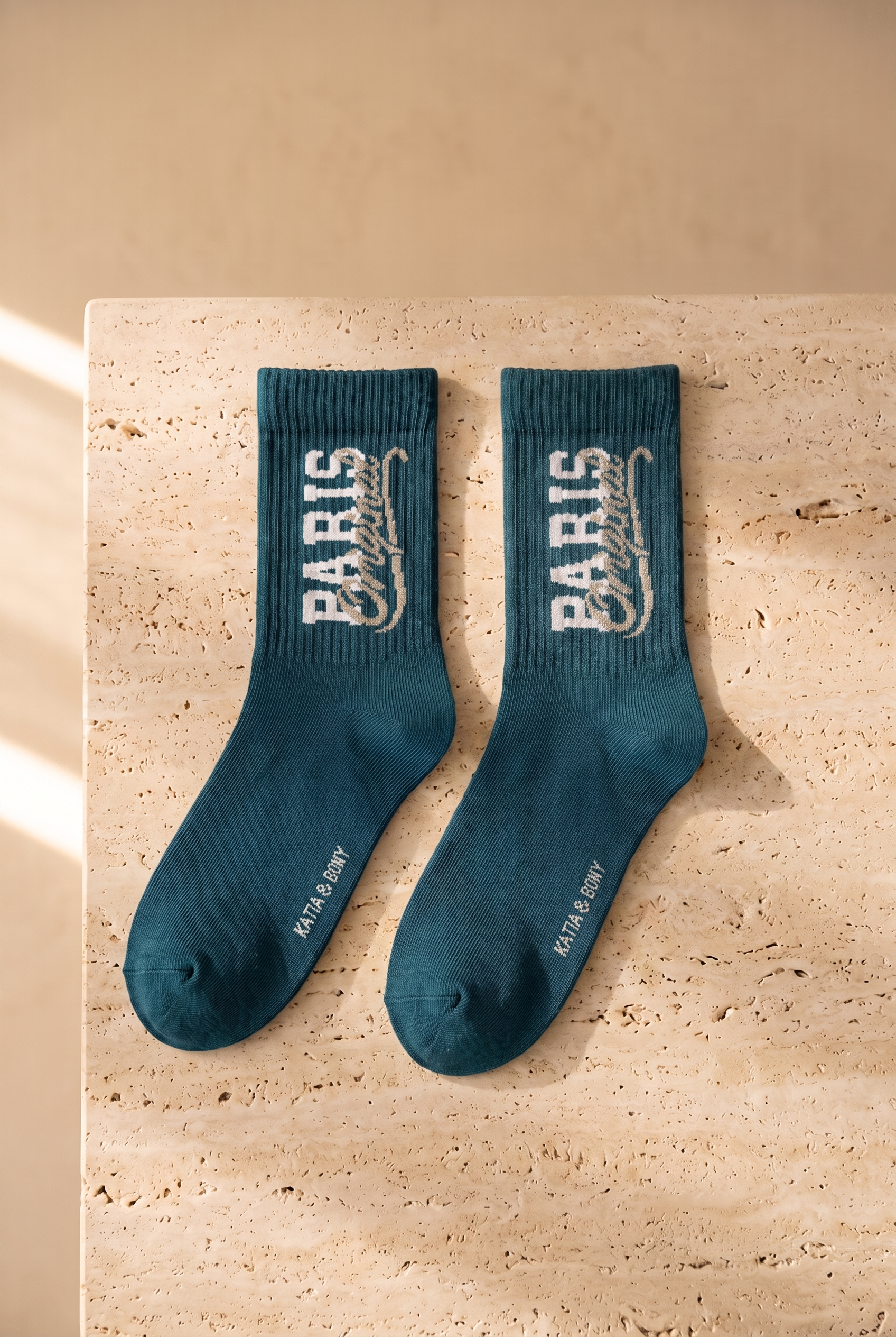 Unisex Paris Desenli Pamuklu Soket Çorap Yeşil