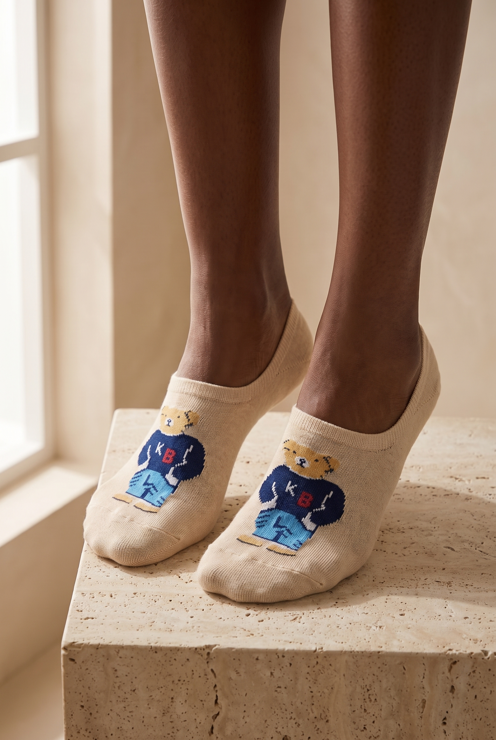 Teddy Unısex Invısıble Socks Beige