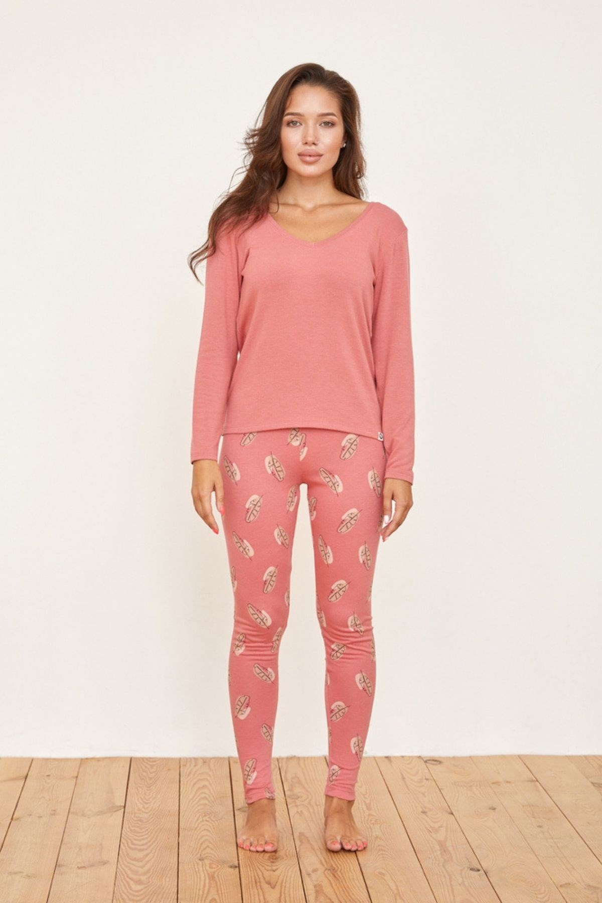 Yaprak Desenli Kadın Pijama Alt-
