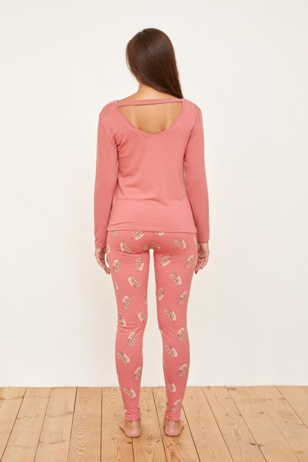 Yaprak Desenli Kadın Pijama Alt-