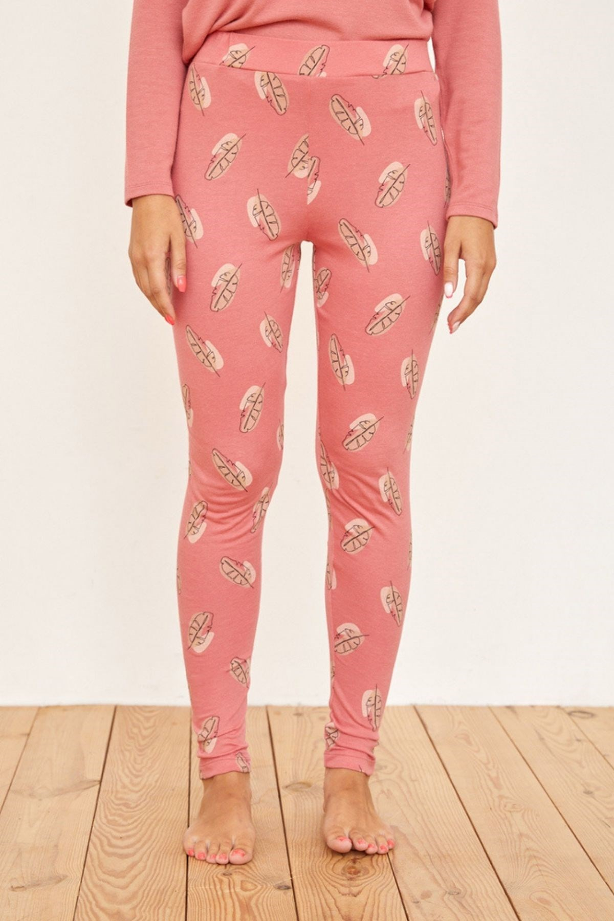 Yaprak Desenli Kadın Pijama Alt-