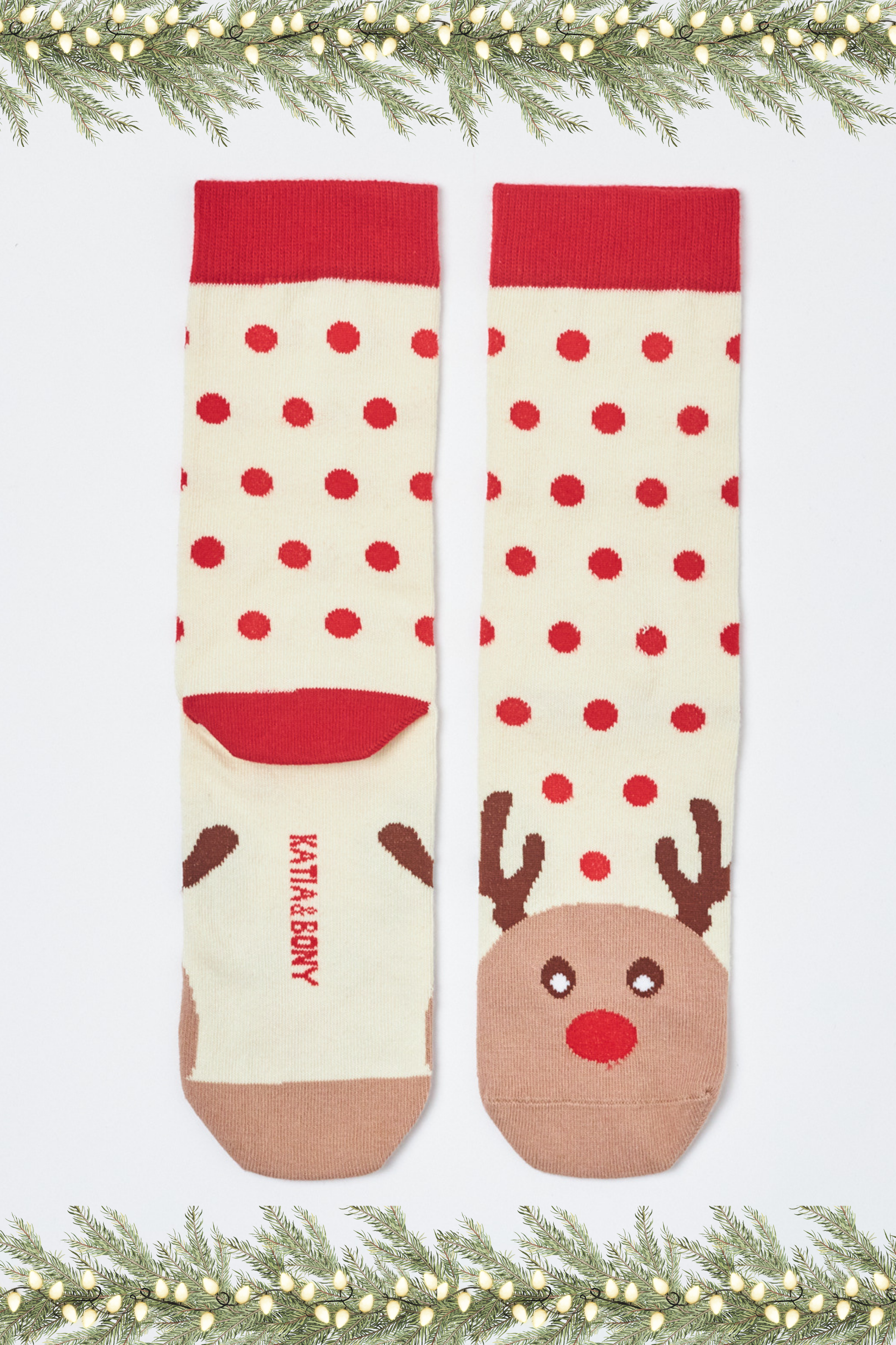 Unisex Yılbaşı Soket Çorap Ekru