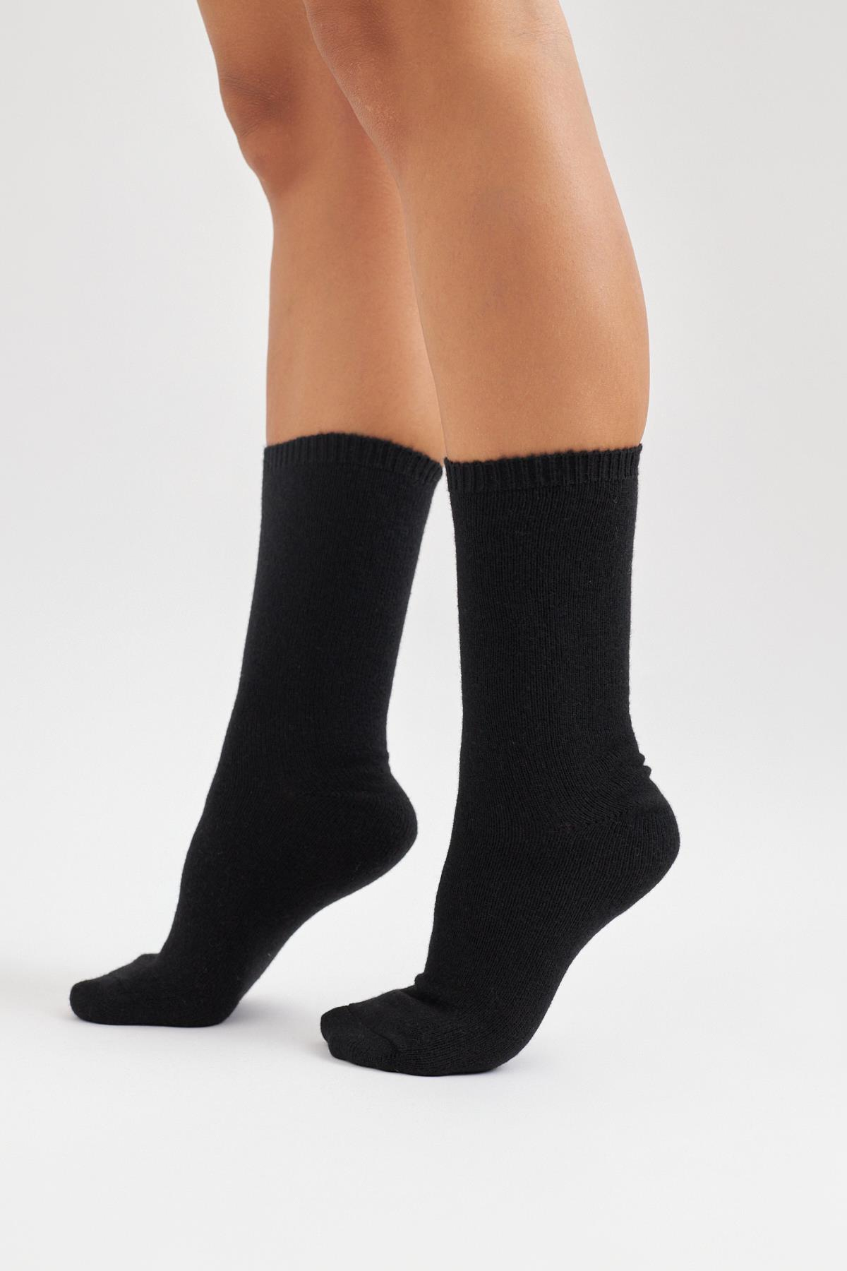 Yün Unisex Soket Çorap SİYAH