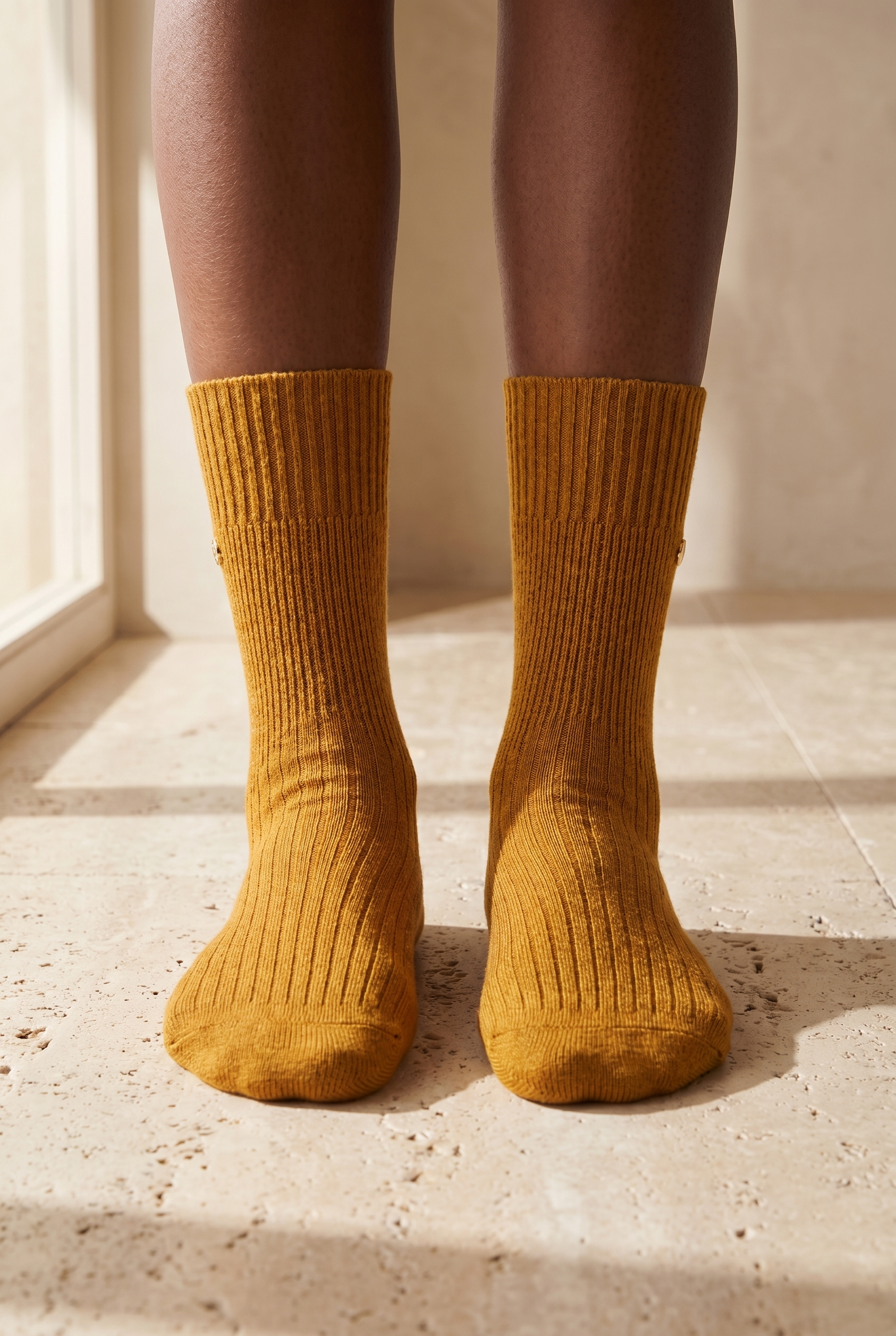 Staple Detailed Viscose Knitwear Socks Mustard