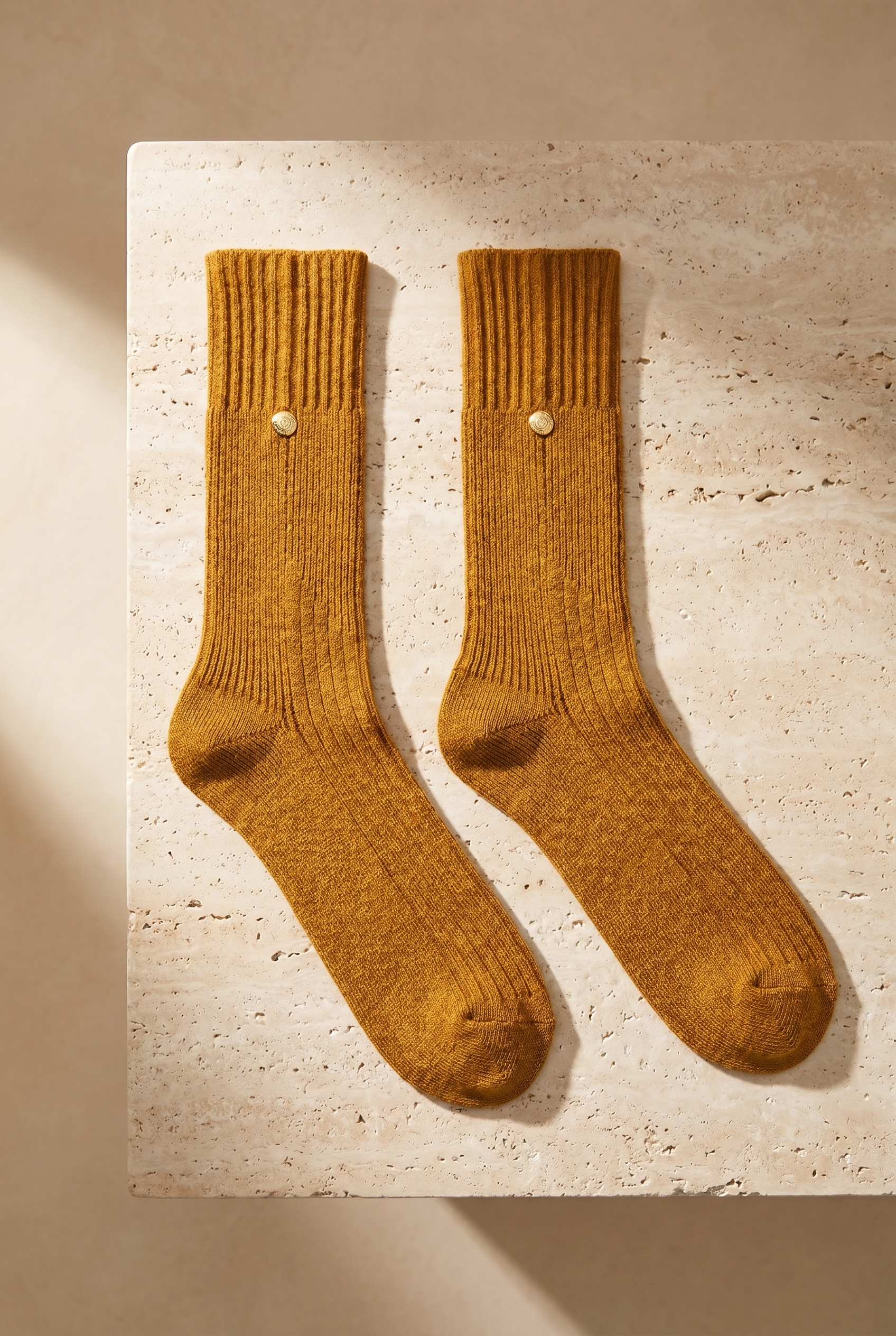 Staple Detailed Viscose Knitwear Socks Mustard