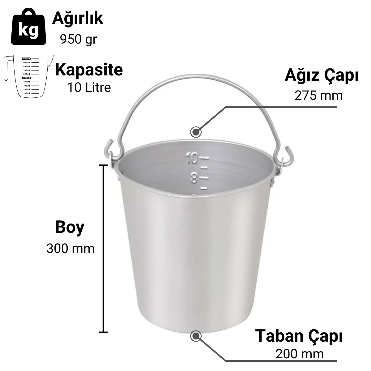 Melasty Alüminyum Kova (10 L) | Cimritilki.com