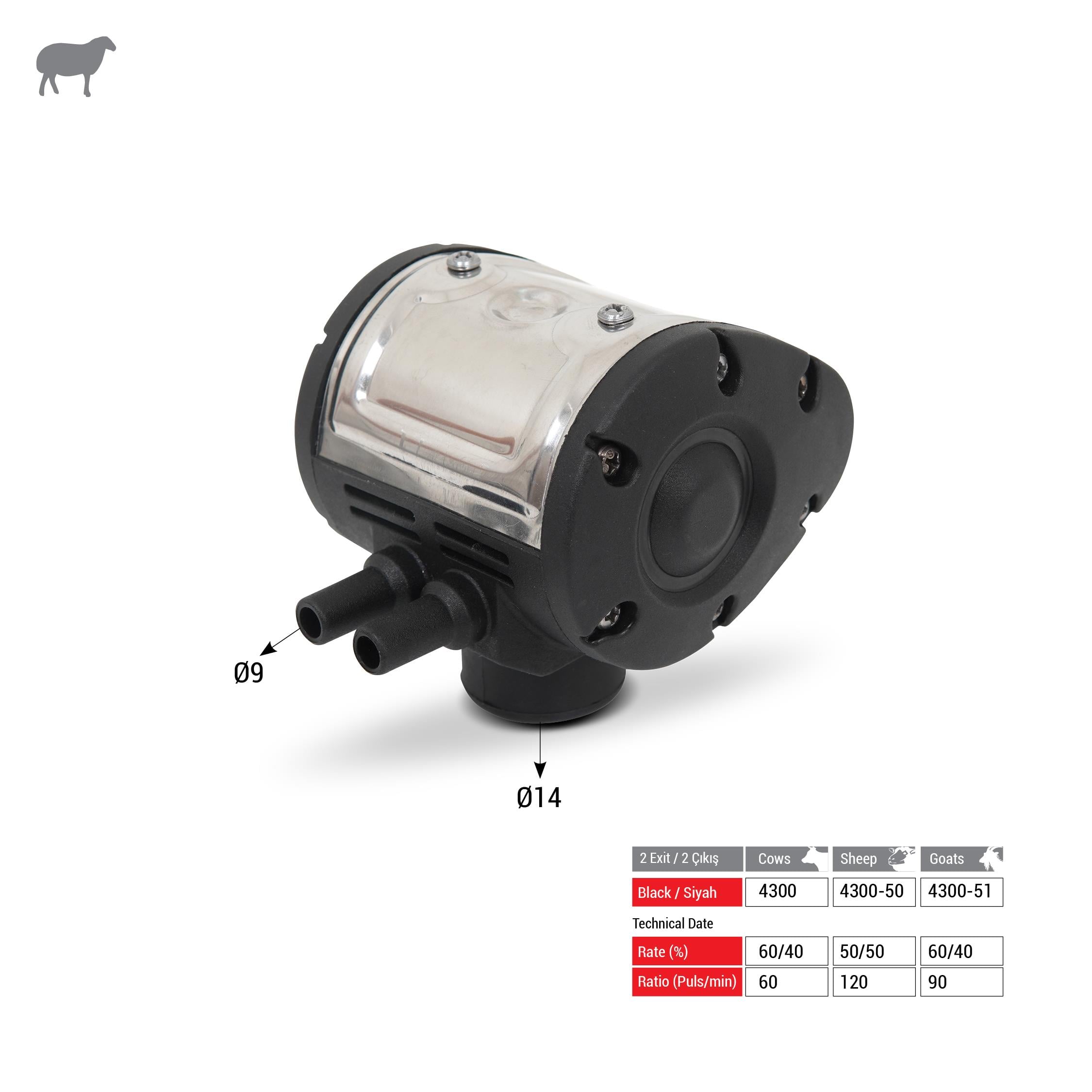Melasty Süt Sağma Makinesi Koyun Pulsatör (Inox Kapak) (50/50-120) | Cimritilki.com