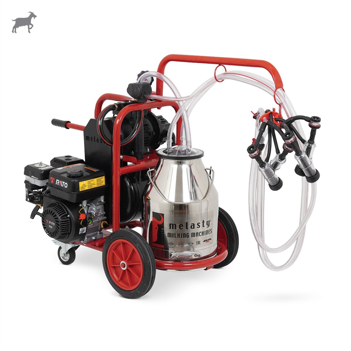 MelastyTDYKC2-PK YGEKeçi İkili Süt Sağım Makinesi (Paslanmaz Güğüm - Kauçuk Memelik) (Benzinli) (Yağlı Pompa)  | Cimritilki.com