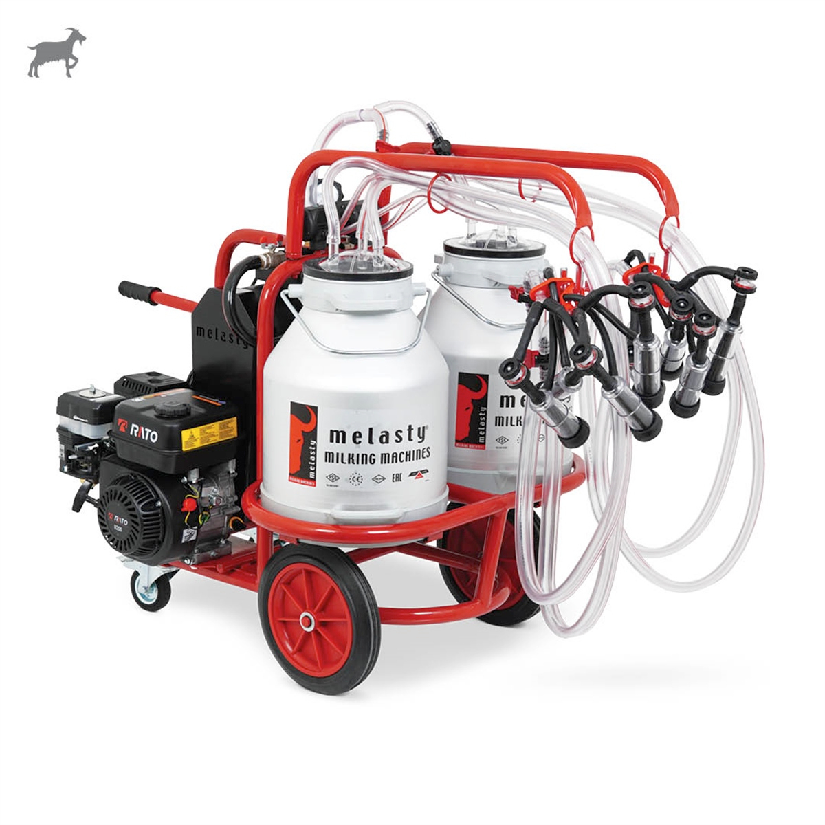 MelastyTDYKC4-2AK YGEKeçi Dörtlü Süt Sağım Makinesi (Alüminyum Güğüm - Kauçuk Memelik) (Benzinli) (Çift Güğüm) (Yağlı Pompa)  | Cimritilki.com
