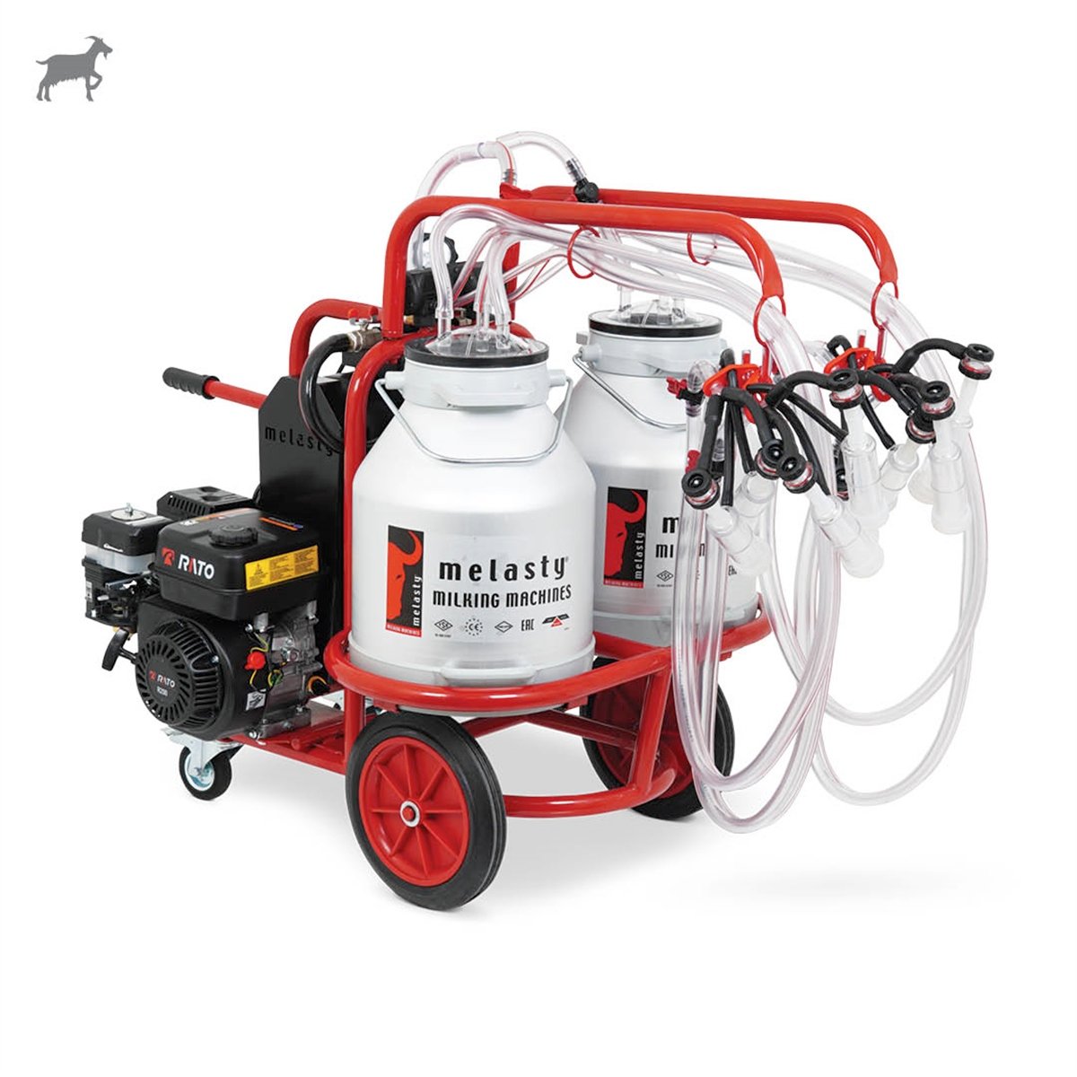 MelastyTDYKC4-2AS YGEKeçi Dörtlü Süt Sağım Makinesi (Alüminyum Güğüm - Silikon Memelik) (Benzinli) (Çift Güğüm) (Yağlı Pompa)  | Cimritilki.com