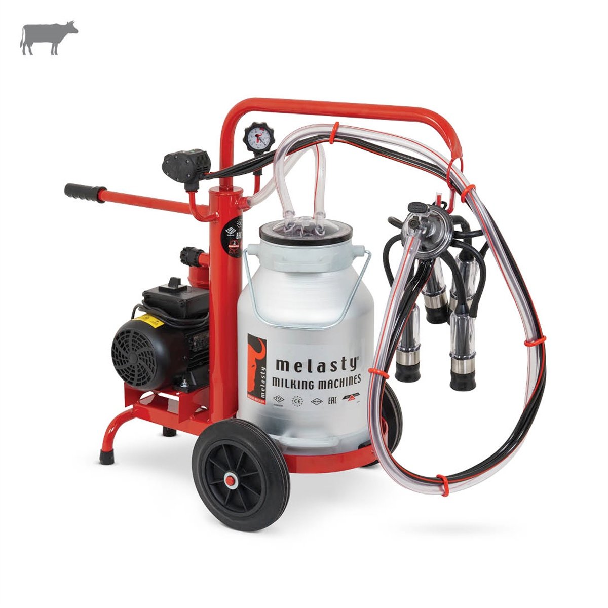 MelastyTEK1-AKBüyükbaş Tekli Süt Sağım Makinesi (Alüminyum Güğüm - Kauçuk Memelik) (Ecomini) (Kuru Pompa)  | Cimritilki.com