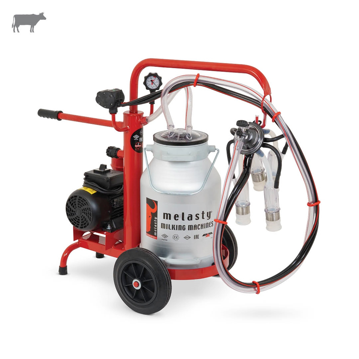 MelastyTEK1-ASBüyükbaş Tekli Süt Sağım Makinesi (Alüminyum Güğüm - Silikon Memelik) (Ecomini) (Kuru Pompa)  | Cimritilki.com