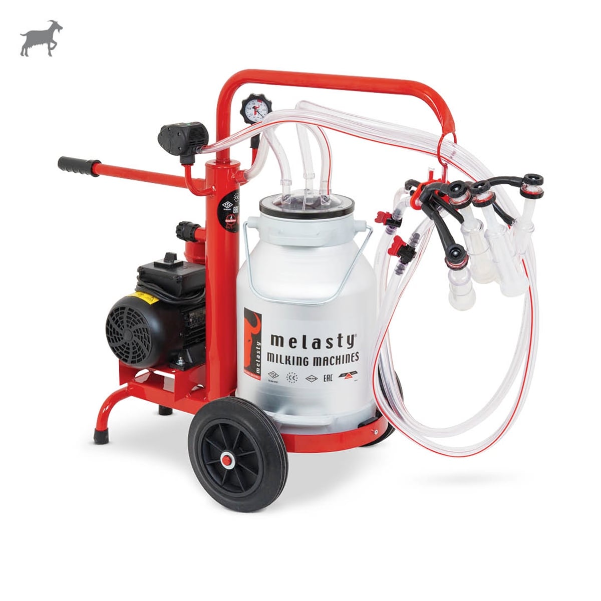 MelastyTEKKC2-ASKeçi İkili Süt Sağım Makinesi (Alüminyum Güğüm - Silikon Memelik) (Ecomini) (Kuru Pompa)  | Cimritilki.com