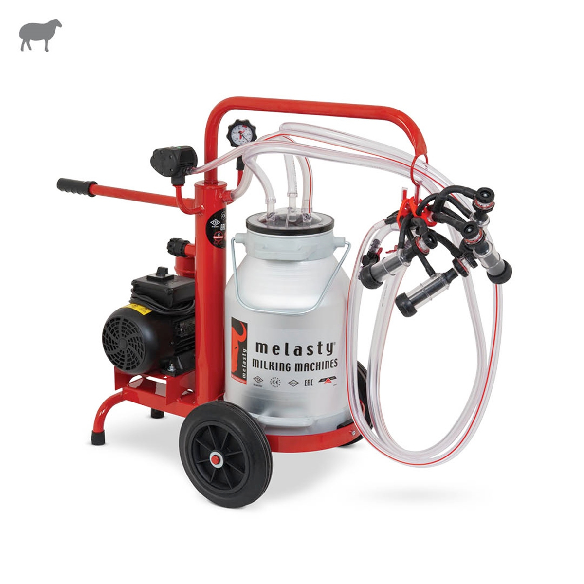 MelastyTEKKY2-AKKoyun İkili Süt Sağım Makinesi (Alüminyum Güğüm - Kauçuk Memelik) (Ecomini) (Kuru Pompa)  | Cimritilki.com