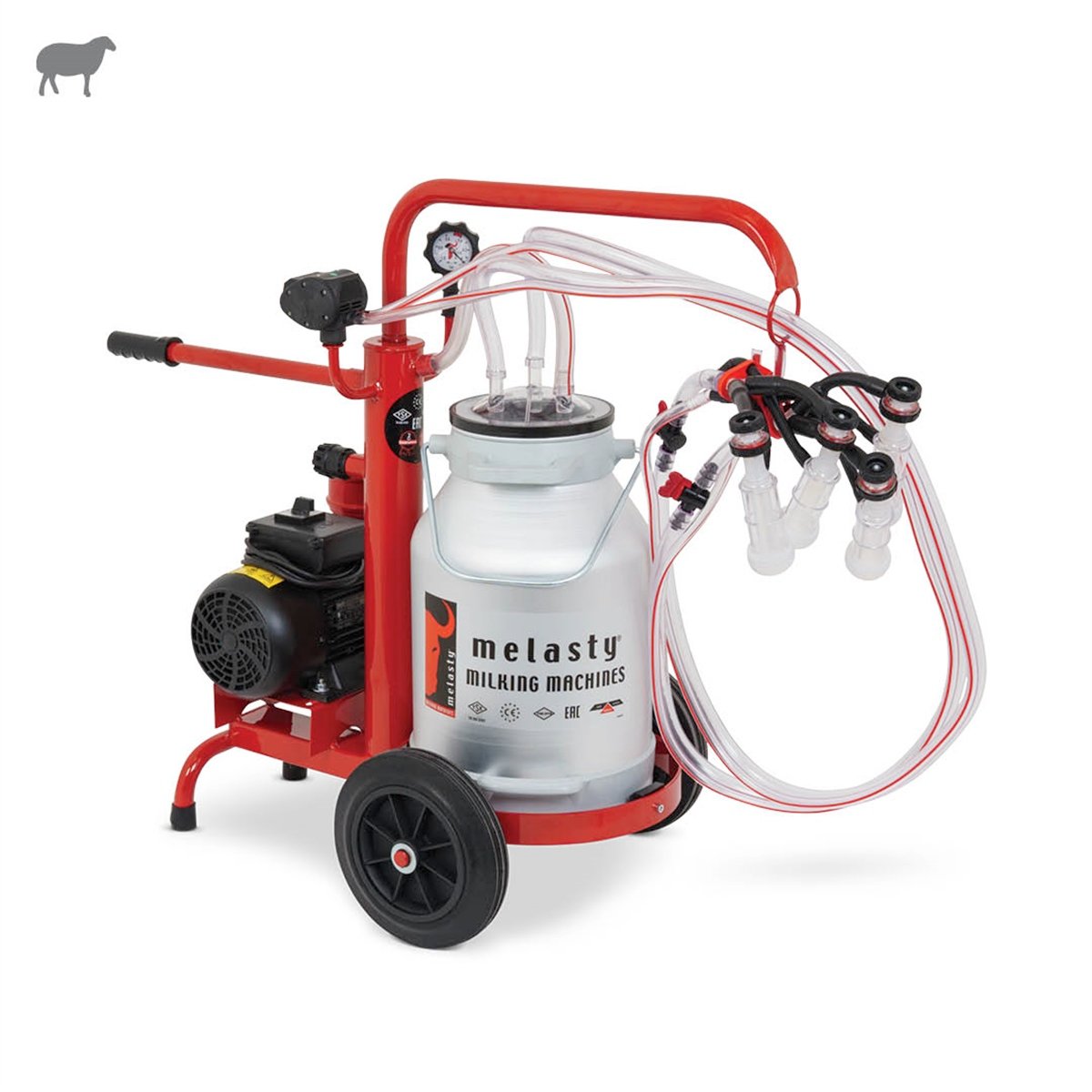 MelastyTEKKY2-ASKoyun İkili Süt Sağım Makinesi (Alüminyum Güğüm - Silikon Memelik) (Ecomini) (Kuru Pompa)  | Cimritilki.com