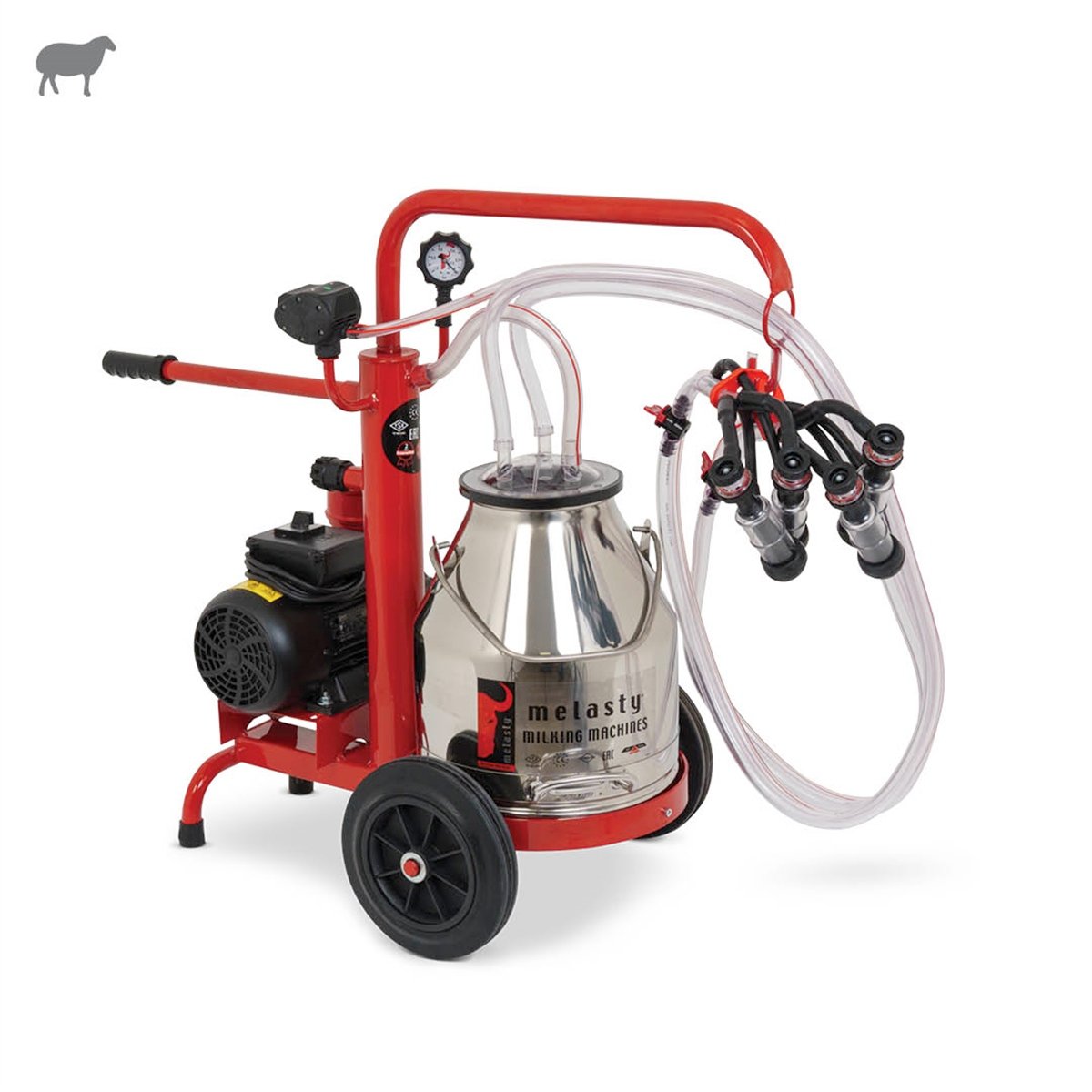 MelastyTEKKY2-PKKoyun İkili Süt Sağım Makinesi (Paslanmaz Güğüm - Kauçuk Memelik) (Ecomini) (Kuru Pompa)  | Cimritilki.com