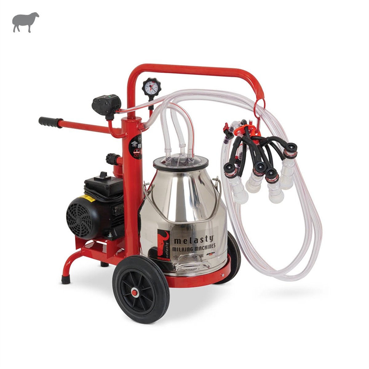 MelastyTEKKY2-PSKoyun İkili Süt Sağım Makinesi (Paslanmaz Güğüm - Silikon Memelik) (Ecomini) (Kuru Pompa)  | Cimritilki.com