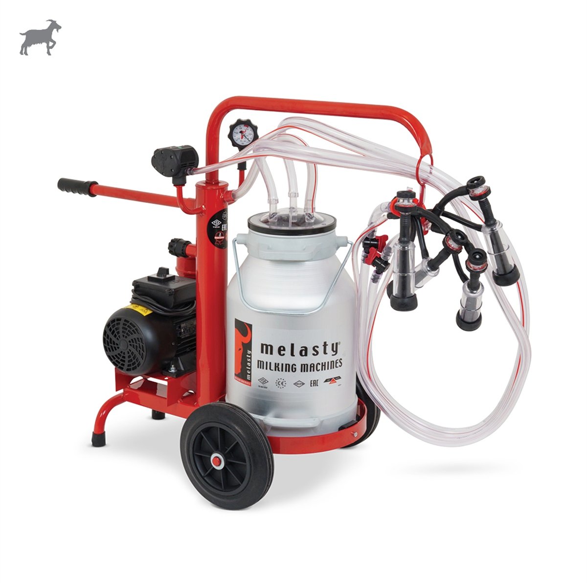 MelastyTEYKC2-AKKeçi İkili Süt Sağım Makinesi (Alüminyum Güğüm - Kauçuk Memelik) (Ecomini) (Yağlı Pompa)  | Cimritilki.com