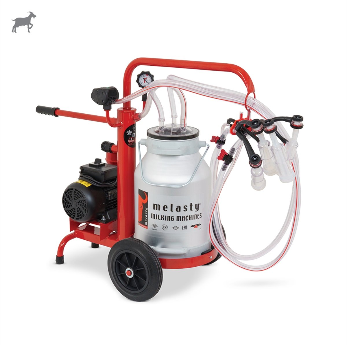 MelastyTEYKC2-ASKeçi İkili Süt Sağım Makinesi (Alüminyum Güğüm - Silikon Memelik) (Ecomini) (Yağlı Pompa)  | Cimritilki.com