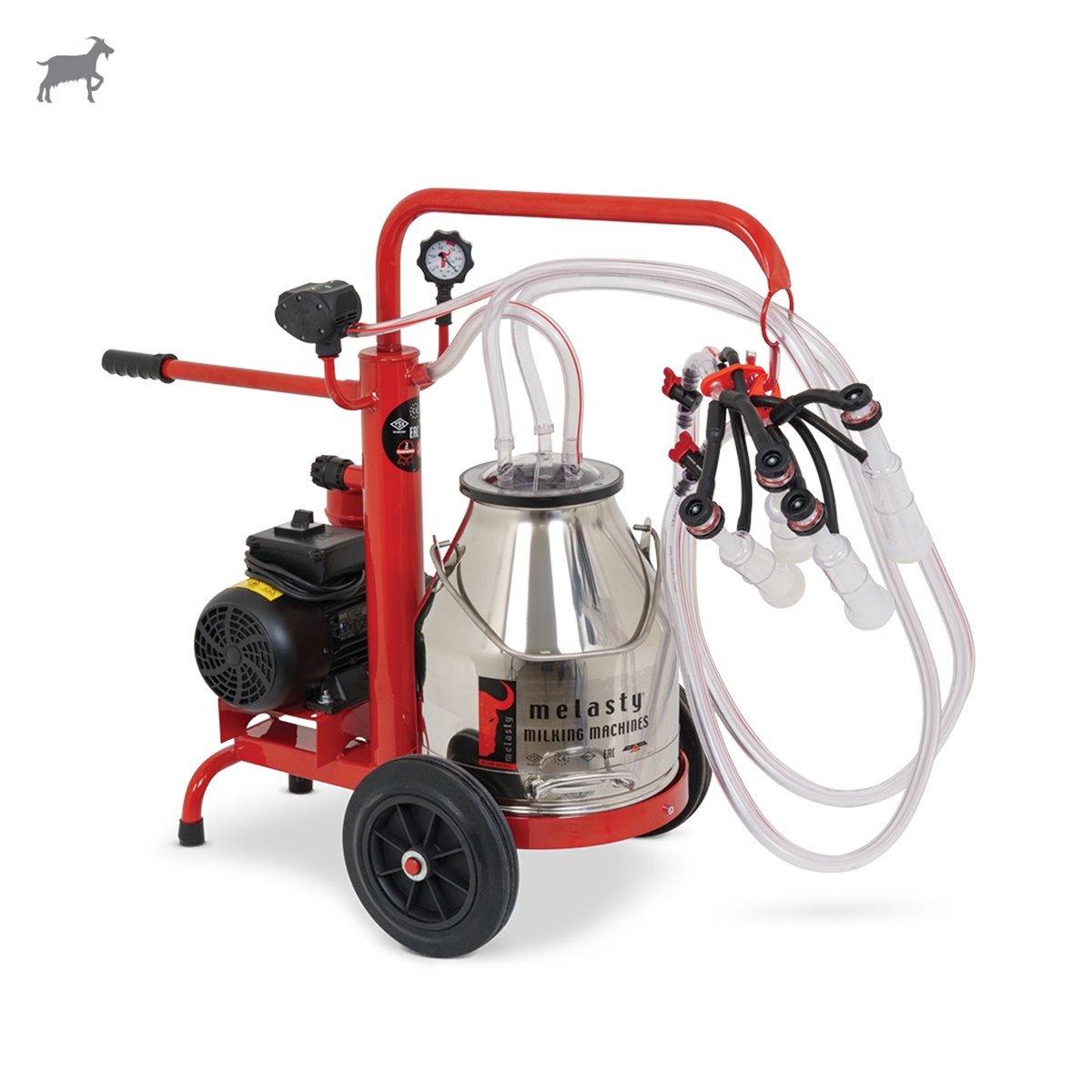 MelastyTEYKC2-PSKeçi İkili Süt Sağım Makinesi (Paslanmaz Güğüm - Silikon Memelik) (Ecomini) (Yağlı Pompa)  | Cimritilki.com