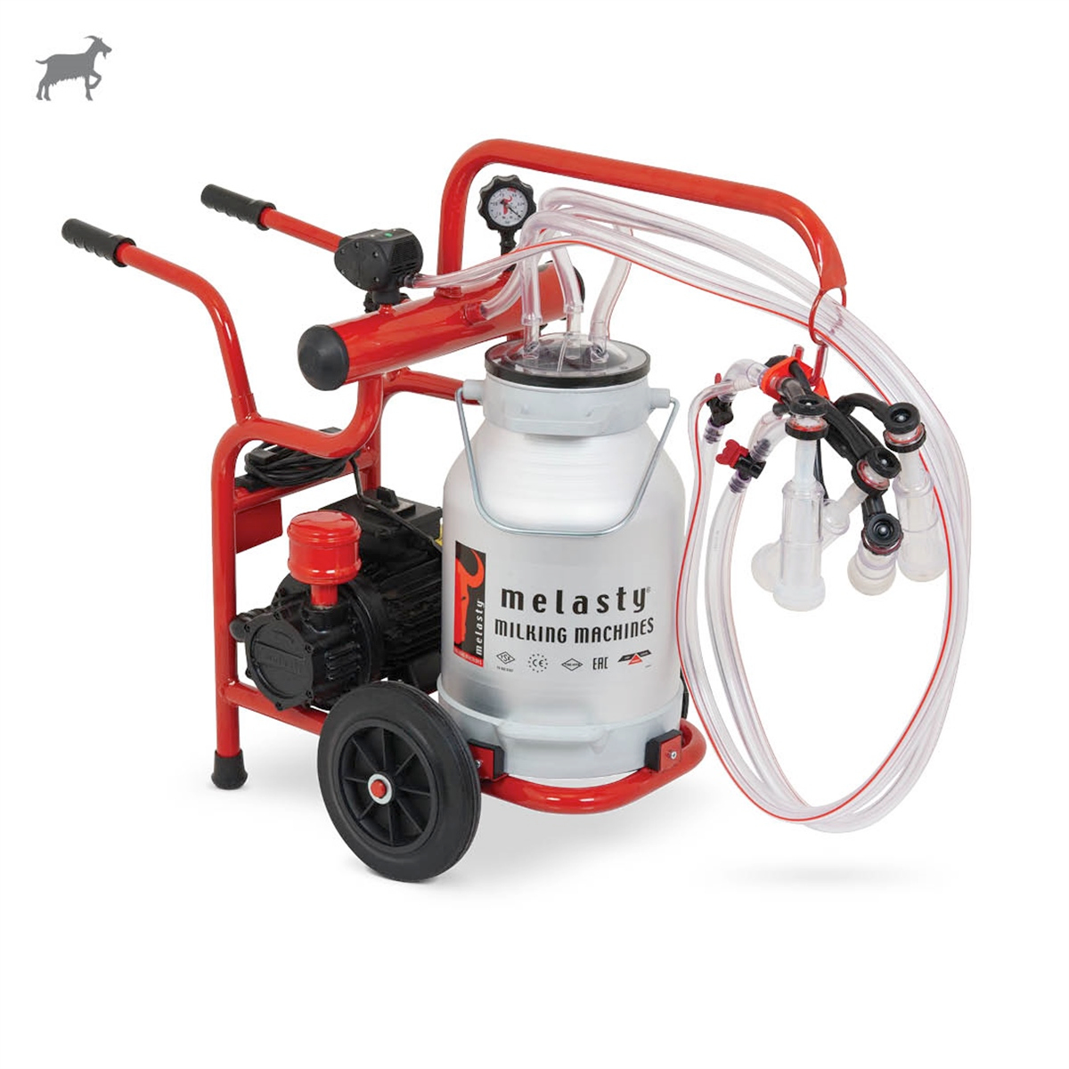 MelastyTJKKC2-ASKeçi İkili Süt Sağım Makinesi (Alüminyum Güğüm - Silikon Memelik) (Junior) (Kuru Pompa)  | Cimritilki.com