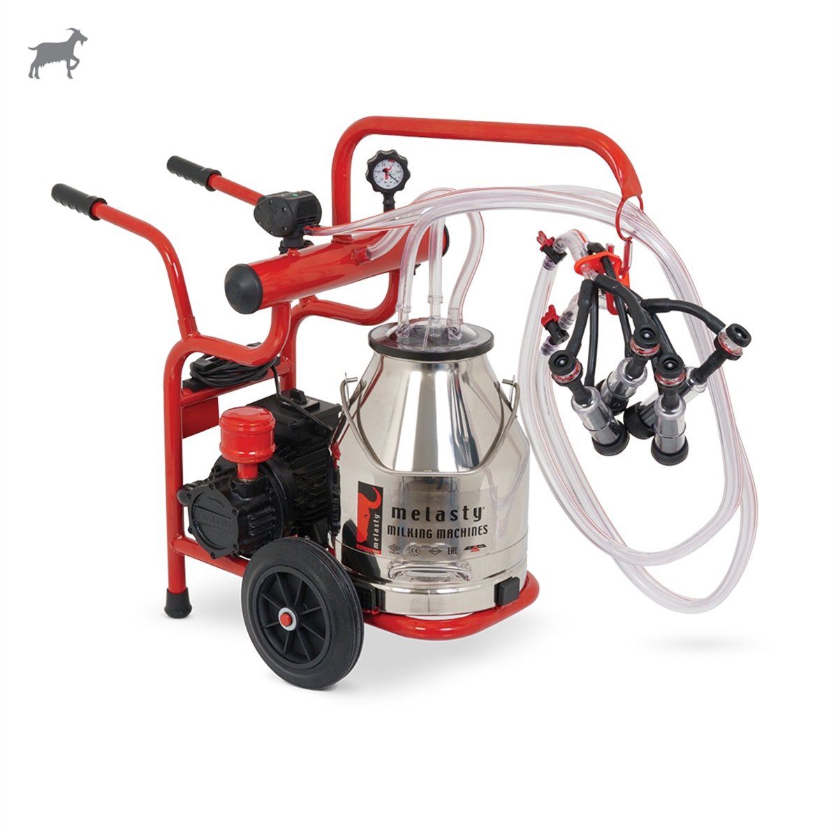 MelastyTJYKC2-PKKeçi İkili Süt Sağım Makinesi (Paslanmaz Güğüm - Kauçuk Memelik) (Junior) (Yağlı Pompa)  | Cimritilki.com