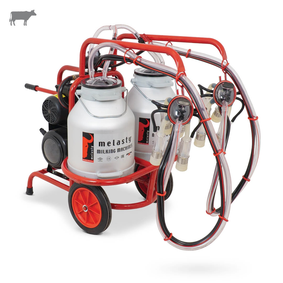 MelastyTK2-2ASBüyükbaş İkili Süt Sağım Makinesi (Alüminyum Güğüm - Silikon Memelik) (Çift Güğüm) (Kuru Pompa)  | Cimritilki.com