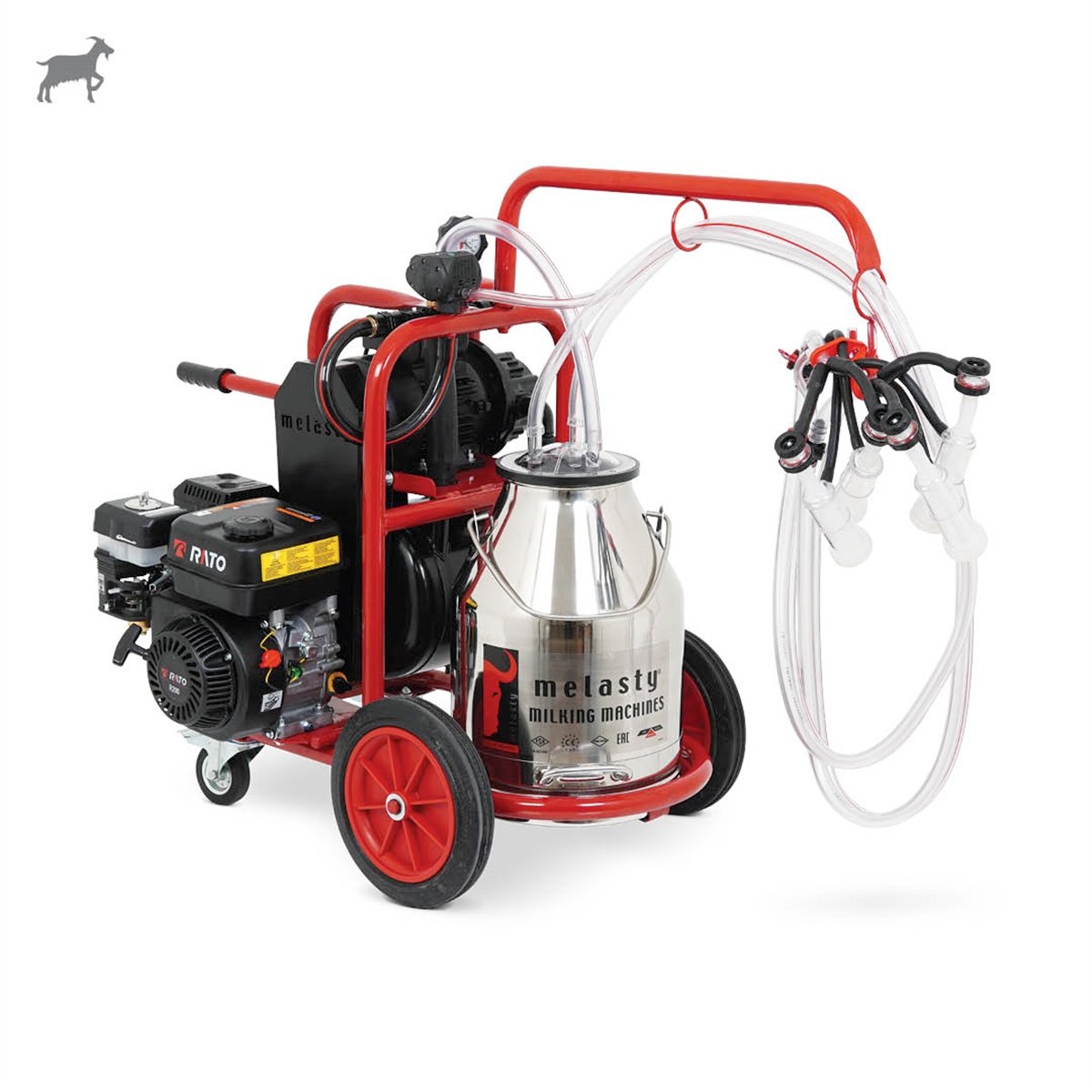 MelastyTKKC2-PS YGEKeçi İkili Süt Sağım Makinesi (Paslanmaz Güğüm - Silikon Memelik) (Benzinli) (Kuru Pompa)  | Cimritilki.com