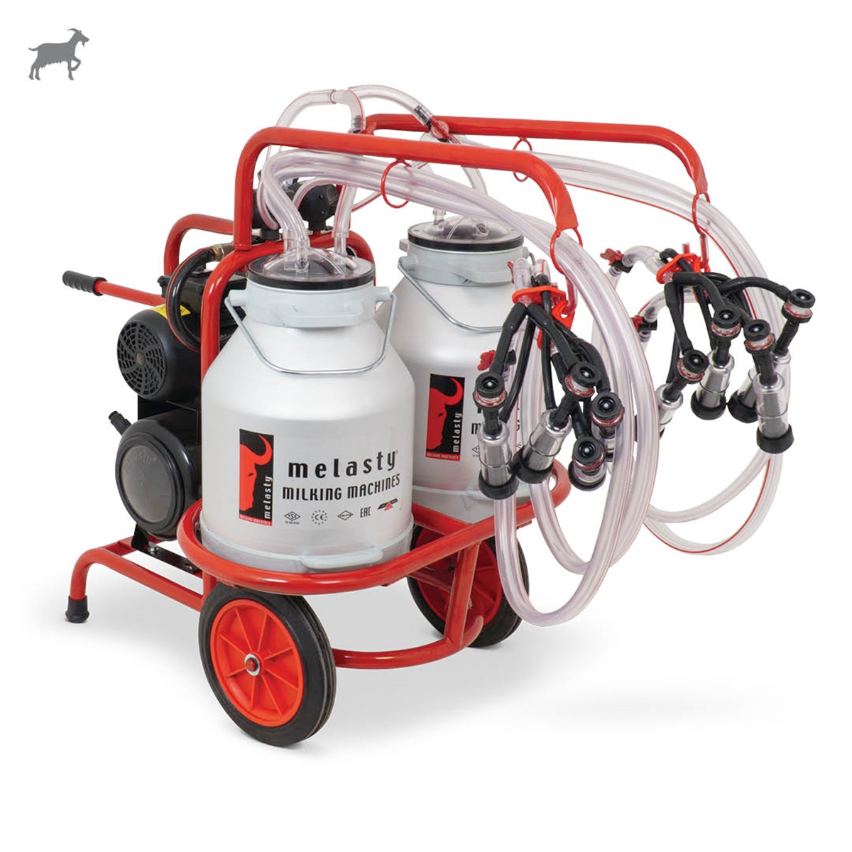 MelastyTKKC4-2AKKeçi Dörtlü Süt Sağım Makinesi (Alüminyum Güğüm - Kauçuk Memelik) (Çift Güğüm) (Kuru Pompa)  | Cimritilki.com