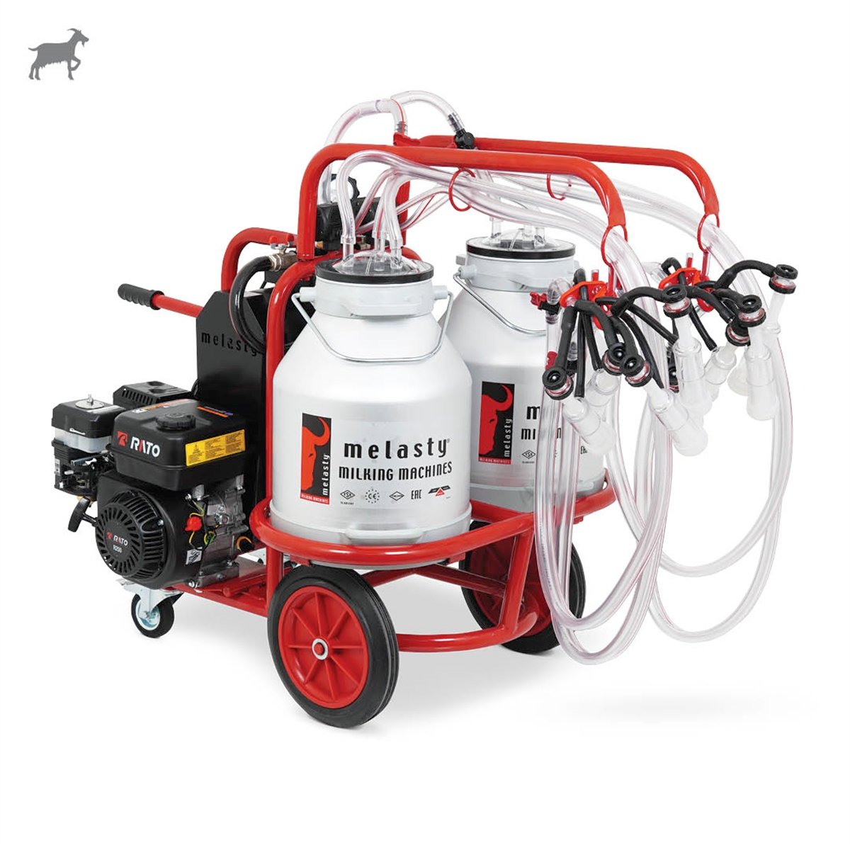 MelastyTKKC4-2AS YGEKeçi Dörtlü Süt Sağım Makinesi (Alüminyum Güğüm - Silikon Memelik) (Benzinli) (Çift Güğüm) (Kuru Pompa)  | Cimritilki.com