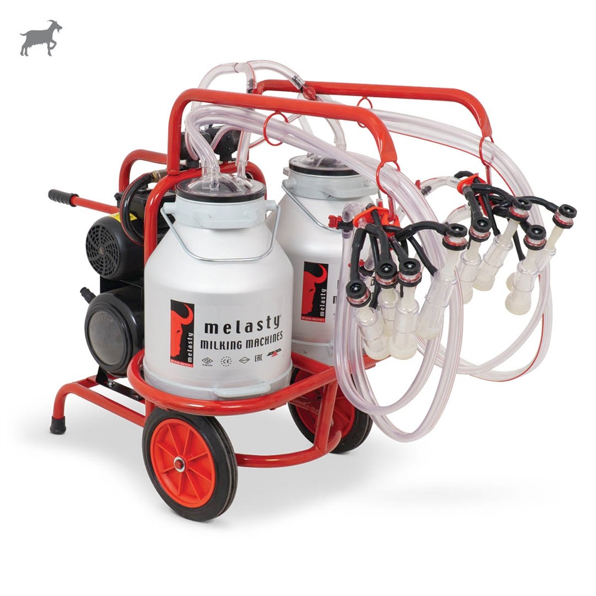 MelastyTKKC4-2ASKeçi Dörtlü Süt Sağım Makinesi (Alüminyum Güğüm - Silikon Memelik) (Çift Güğüm) (Kuru Pompa)  | Cimritilki.com