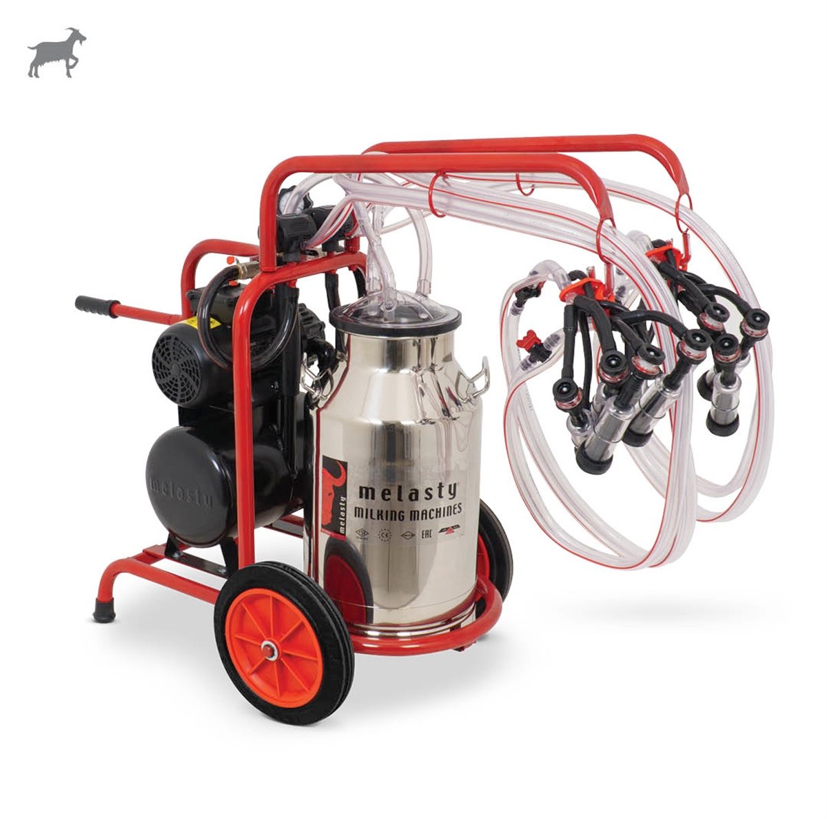 MelastyTKKC4-PKKeçi Dörtlü Süt Sağım Makinesi (Paslanmaz Güğüm - Kauçuk Memelik) (Kuru Pompa)  | Cimritilki.com