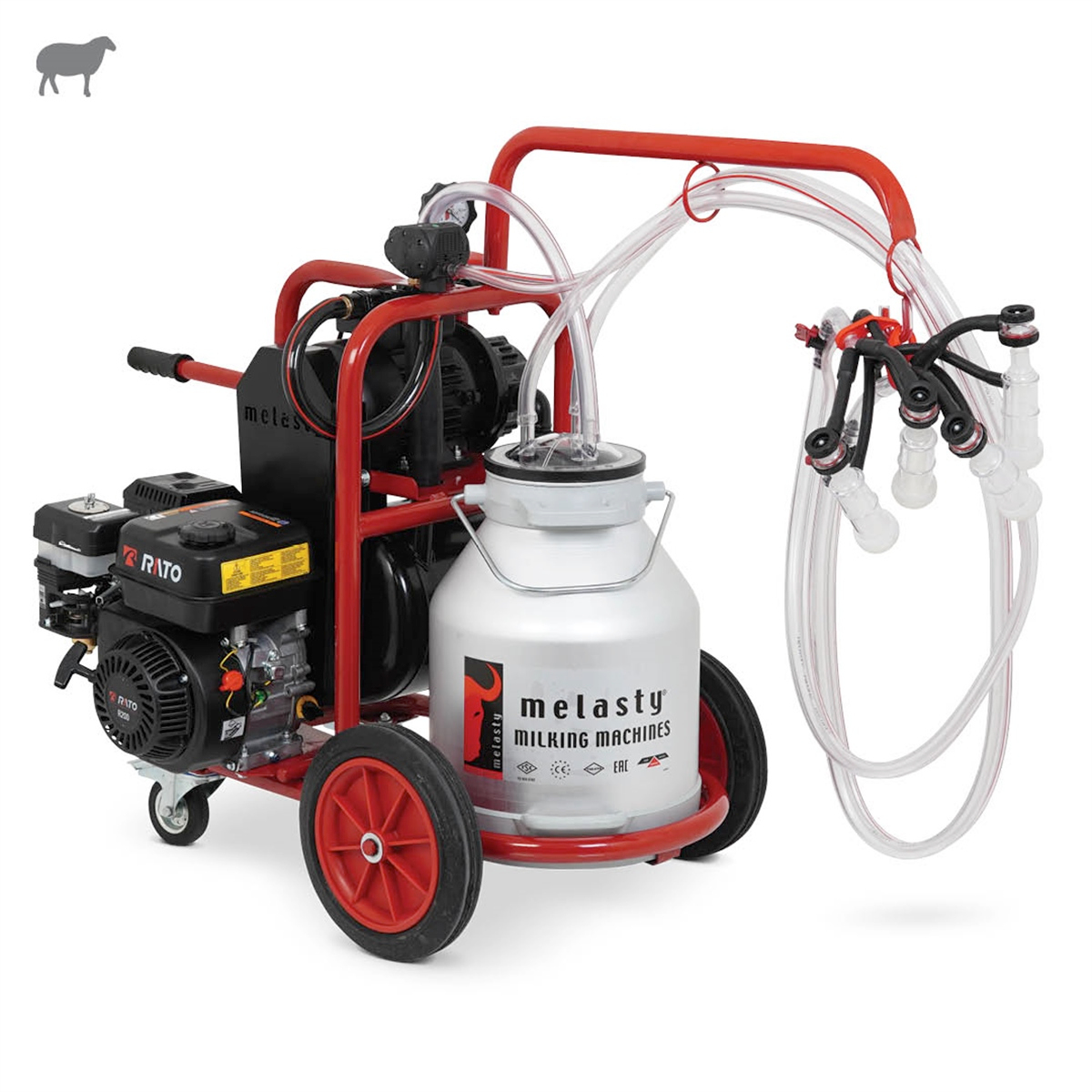 MelastyTKKY2-AS YGEKoyun İkili Süt Sağım Makinesi (Alüminyum Güğüm - Silikon Memelik) (Benzinli) (Kuru Pompa)  | Cimritilki.com