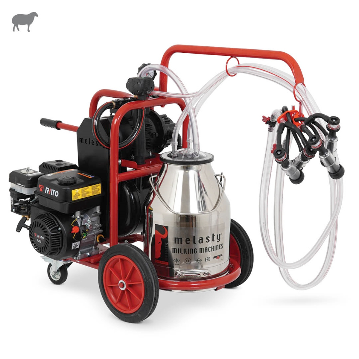 MelastyTKKY2-PK YGEKoyun İkili Süt Sağım Makinesi (Paslanmaz Güğüm - Kauçuk Memelik) (Benzinli) (Kuru Pompa)  | Cimritilki.com