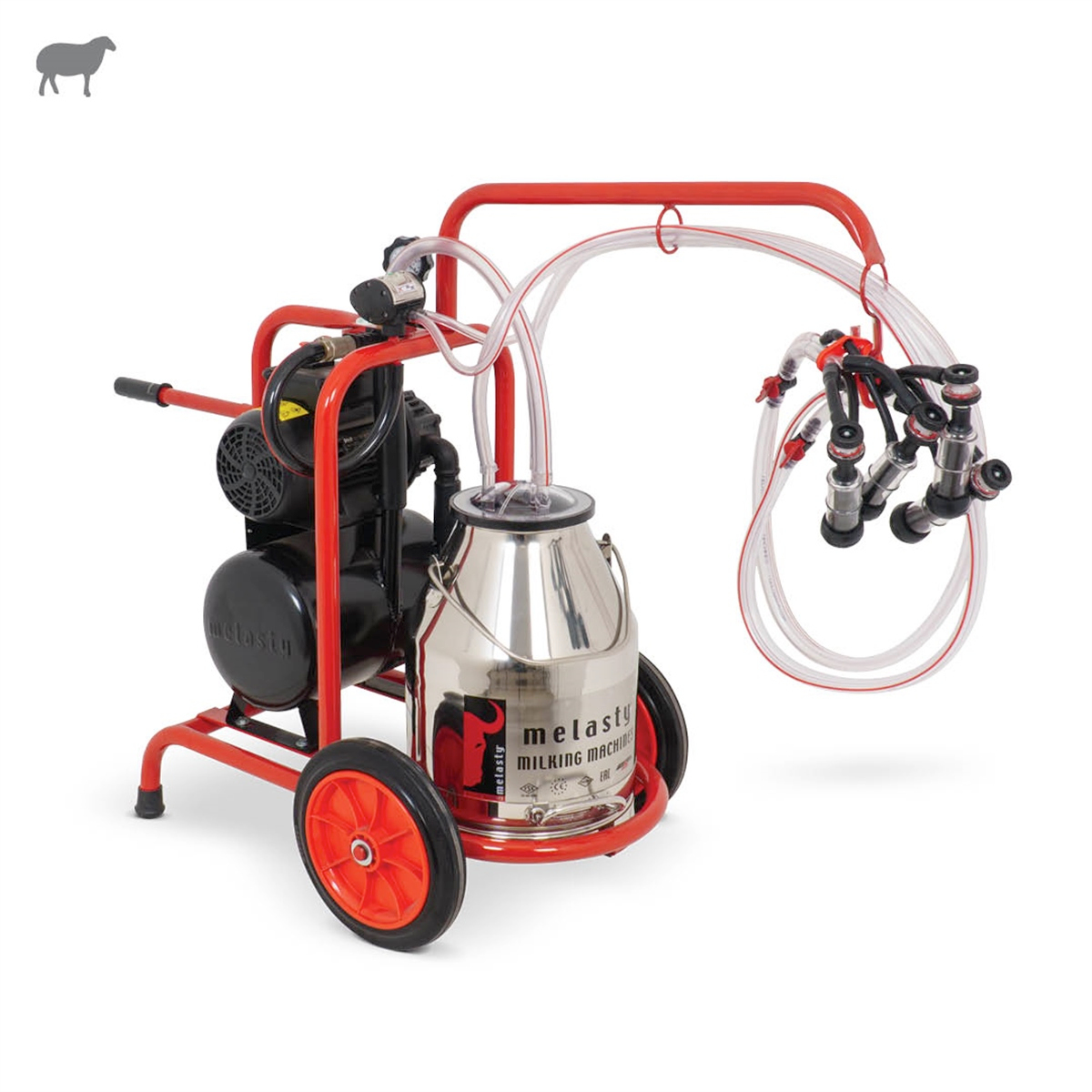MelastyTKKY2-PKKoyun İkili Süt Sağım Makinesi (Paslanmaz Güğüm - Kauçuk Memelik) (Kuru Pompa)  | Cimritilki.com