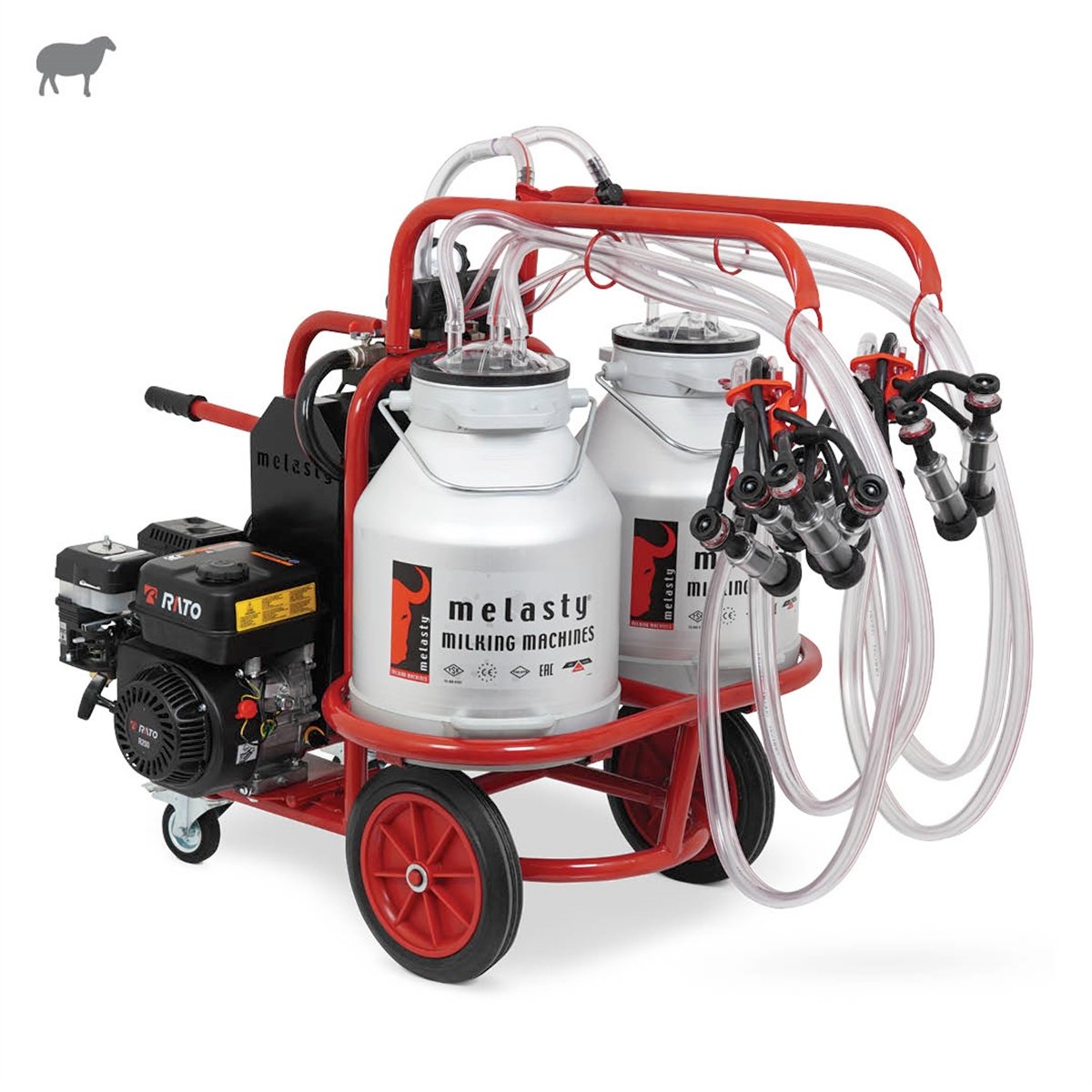 MelastyTKKY4-2AK YGEKoyun Dörtlü Süt Sağım Makinesi (Alüminyum Güğüm - Kauçuk Memelik) (Benzinli) (Çift Güğüm) (Kuru Pompa)  | Cimritilki.com