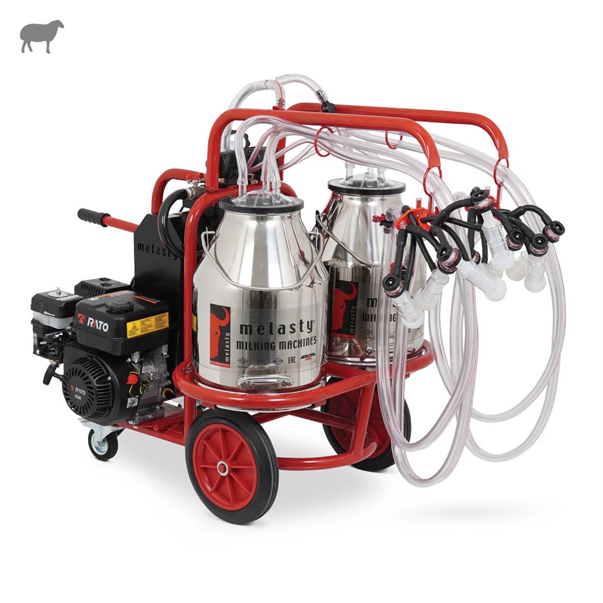 MelastyTKKY4-2PS YGEKoyun Dörtlü Süt Sağım Makinesi (Paslanmaz Güğüm - Silikon Memelik) (Benzinli) (Çift Güğüm) (Kuru Pompa)  | Cimritilki.com