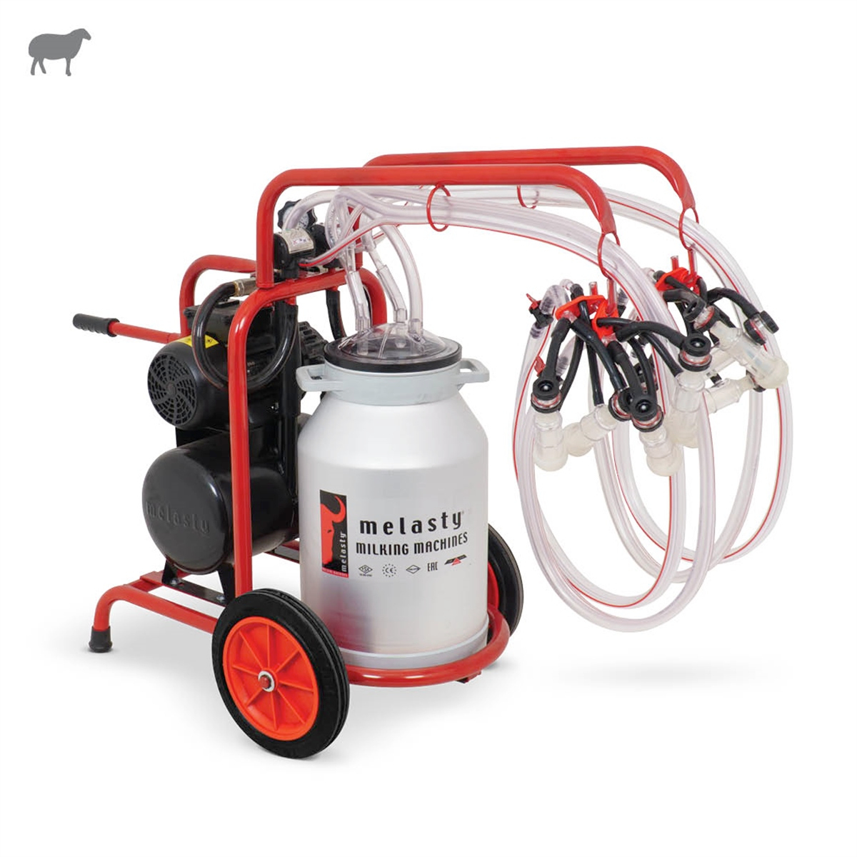 MelastyTKKY4-ASKoyun Dörtlü Süt Sağım Makinesi (Alüminyum Güğüm - Silikon Memelik) (Kuru Pompa)  | Cimritilki.com