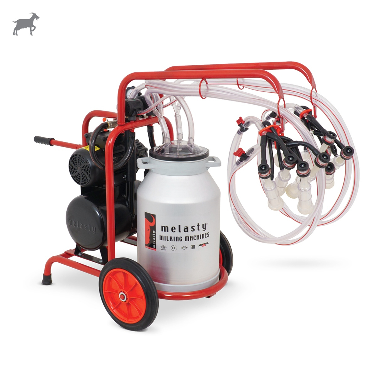 MelastyTYKC4-ASKeçi Dörtlü Süt Sağım Makinesi (Alüminyum Güğüm - Silikon Memelik) (Yağlı Pompa)  | Cimritilki.com