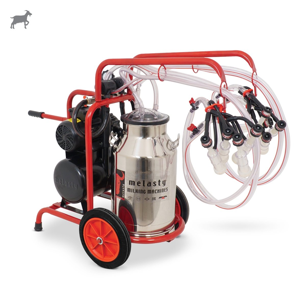 MelastyTYKC4-PSKeçi Dörtlü Süt Sağım Makinesi (Paslanmaz Güğüm - Silikon Memelik) (Yağlı Pompa)  | Cimritilki.com