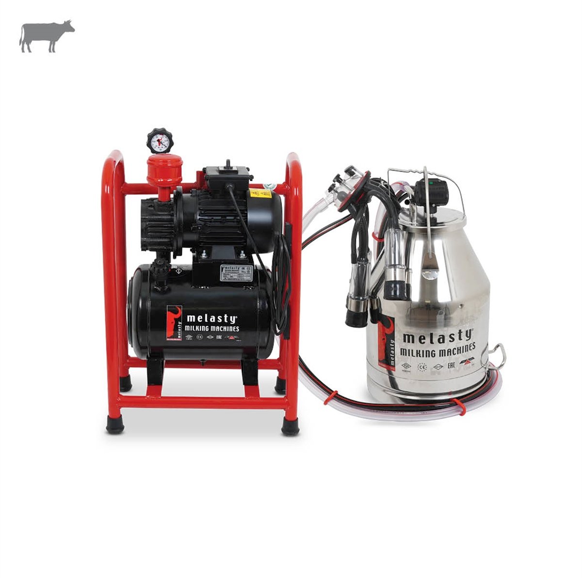 MelastyTYS-1PKBüyükbaş Tek Güğüm Üniteli Sabit Sistem (Paslanmaz Güğüm - Kauçuk Memelik) (Yağlı Pompa)  | Cimritilki.com