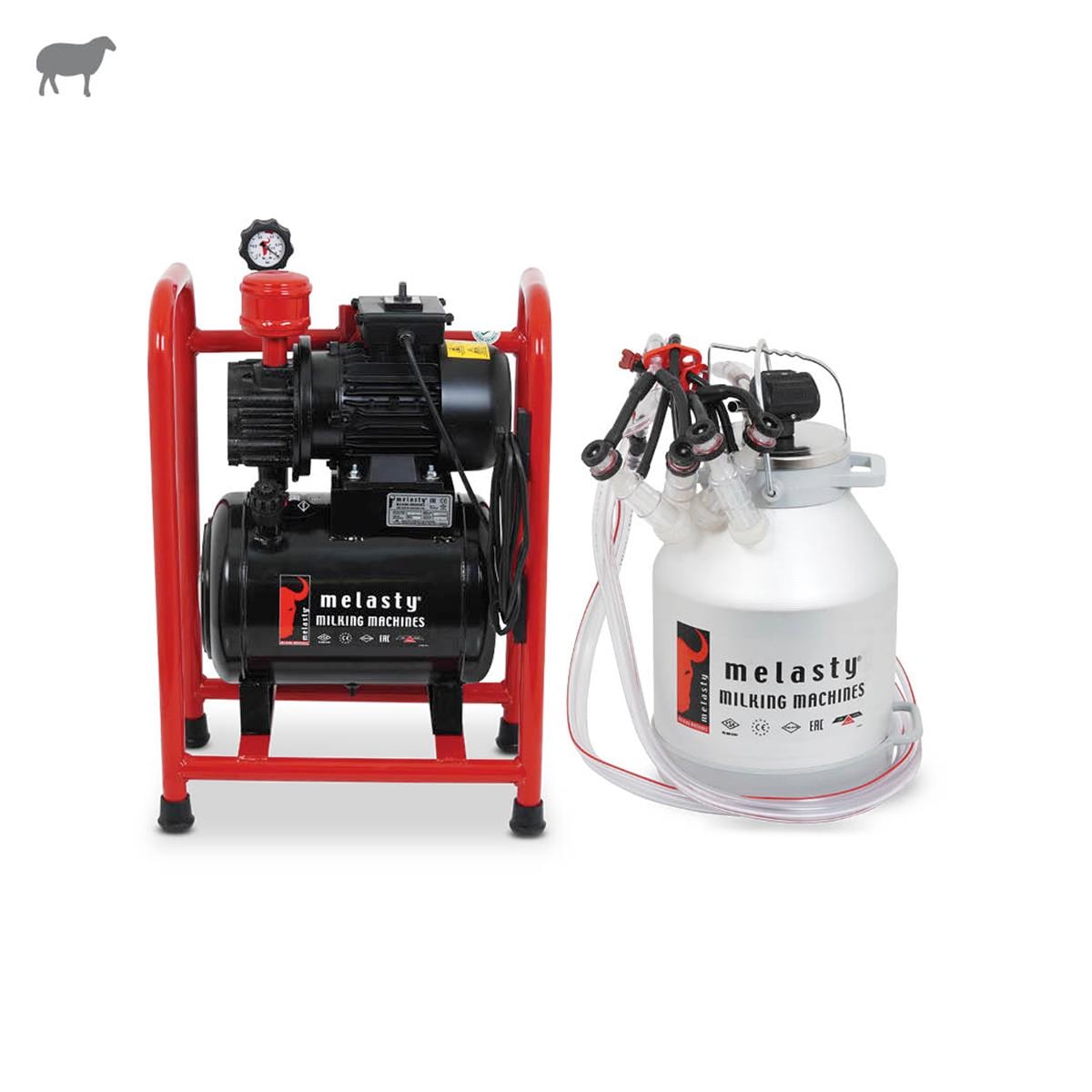 MELASTY_süt sağma makinesi_Koyun Tek Güğüm Üniteli Sabit Sistem (Alüminyum Güğüm - Silikon Memelik) (Yağlı Pompa) | Cimritilki.com