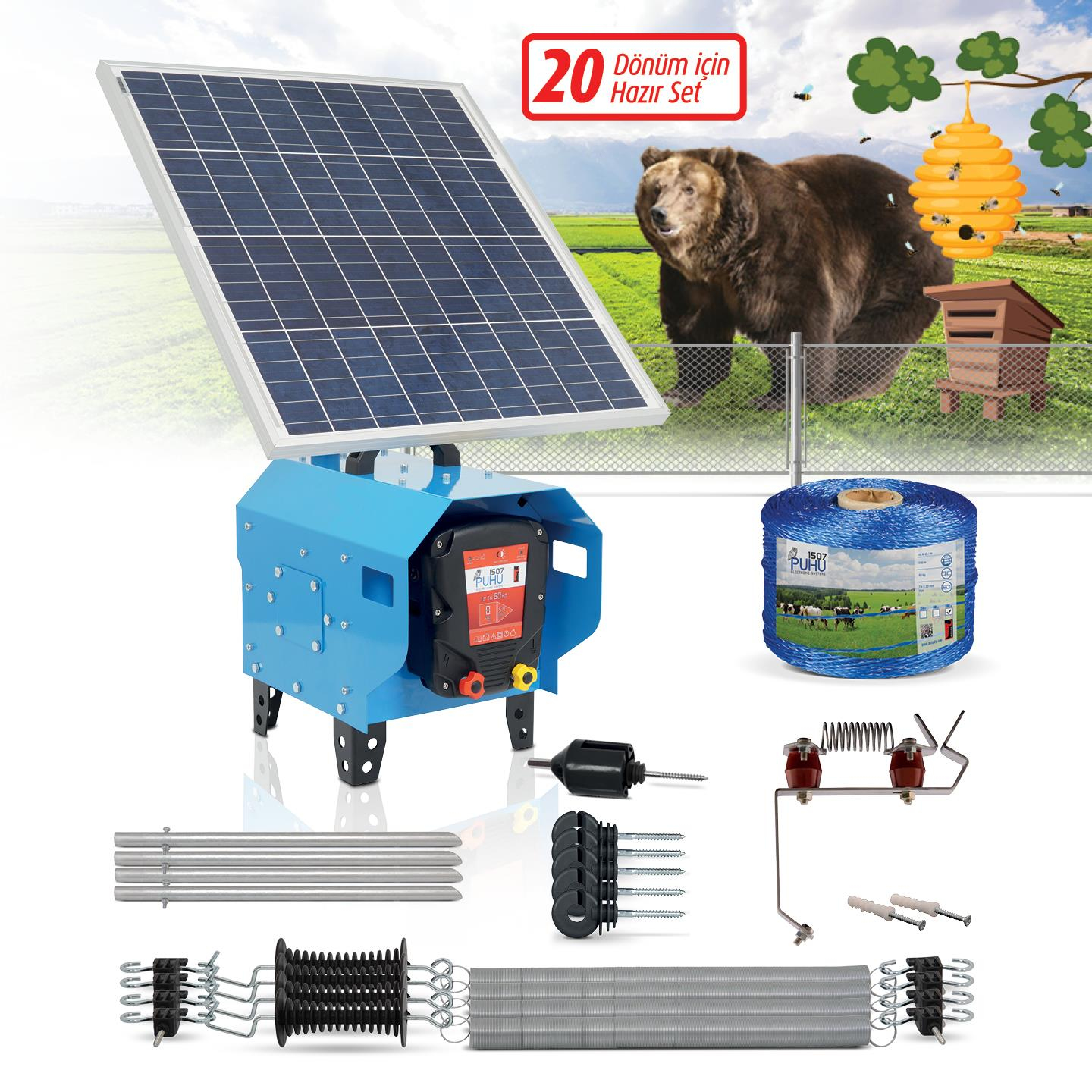 Puhu Compact Model Kuruluma Hazır Elektrikli Çit Sistemi (20 Dönümlük) (8 Joule) | Cimritilki.com