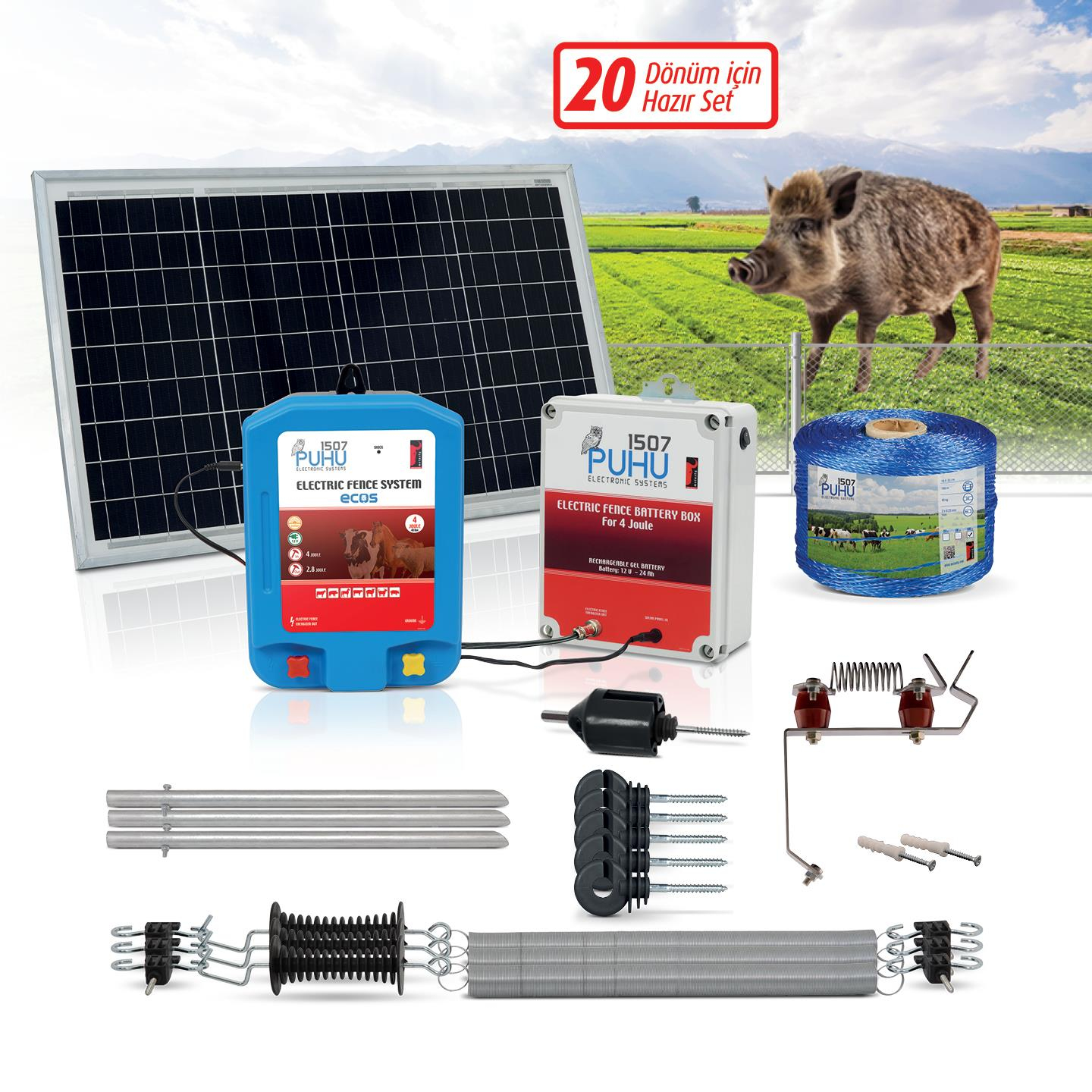 Puhu Ecos Eko Model Kuruluma Hazır Elektrikli Çit Sistemi (20 Dönümlük) (4 Joule) | Cimritilki.com