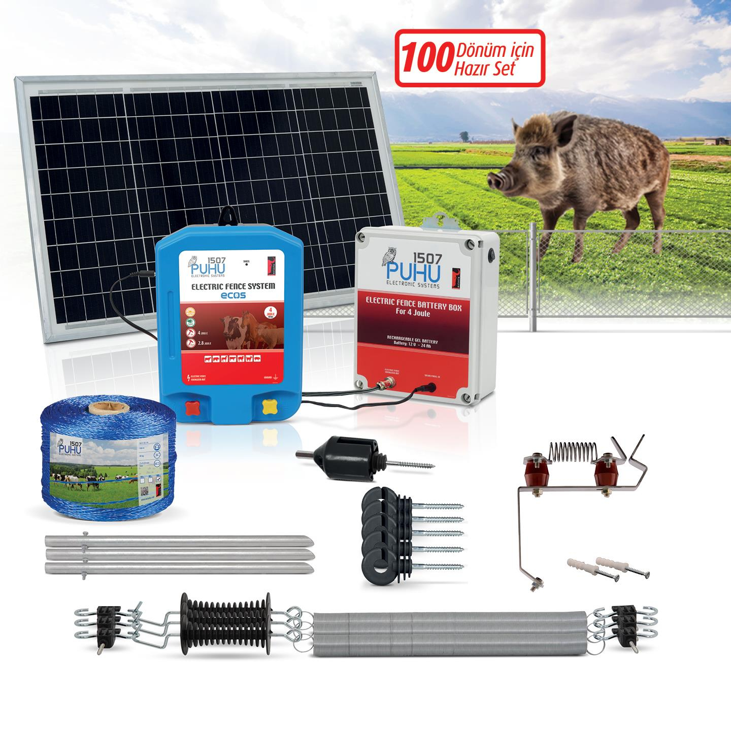 Puhu Ecos Eko Model Kuruluma Hazır Elektrikli Çit Sistemi (100 Dönümlük) (4 Joule) | Cimritilki.com