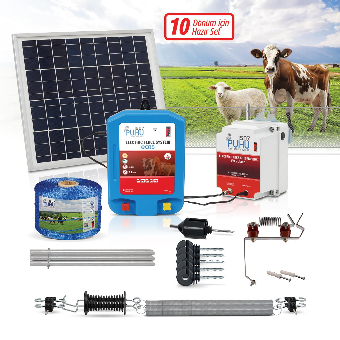 Puhu Ecos Eko Model Kuruluma Hazır Elektrikli Çit Sistemi (10 Dönümlük) (2 Joule) | Cimritilki.com