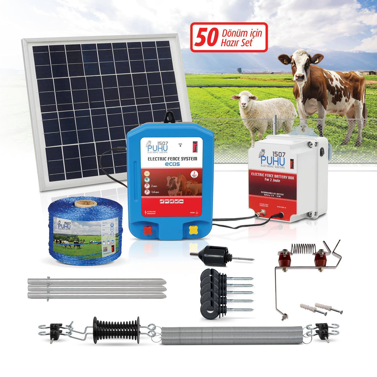 Puhu Ecos Eko Model Kuruluma Hazır Elektrikli Çit Sistemi (50 Dönümlük) (2 Joule) | Cimritilki.com