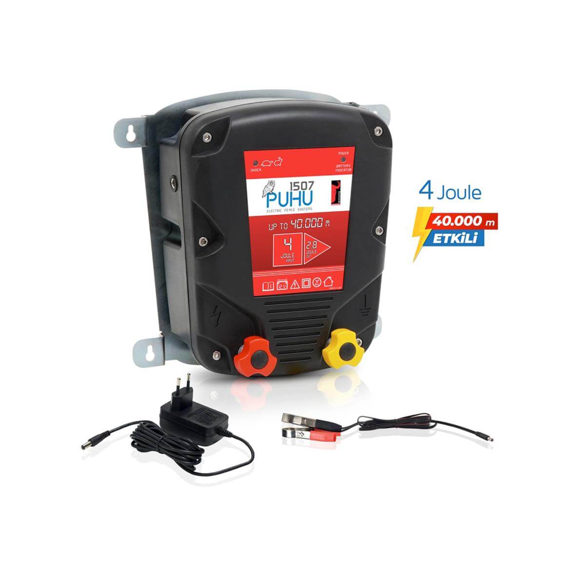 Puhu Güneş Enerjili Elektrikli Çit Cihazı (4 Joule) (40W Panel + 12V/24Ah Jel Akü) | Cimritilki.com